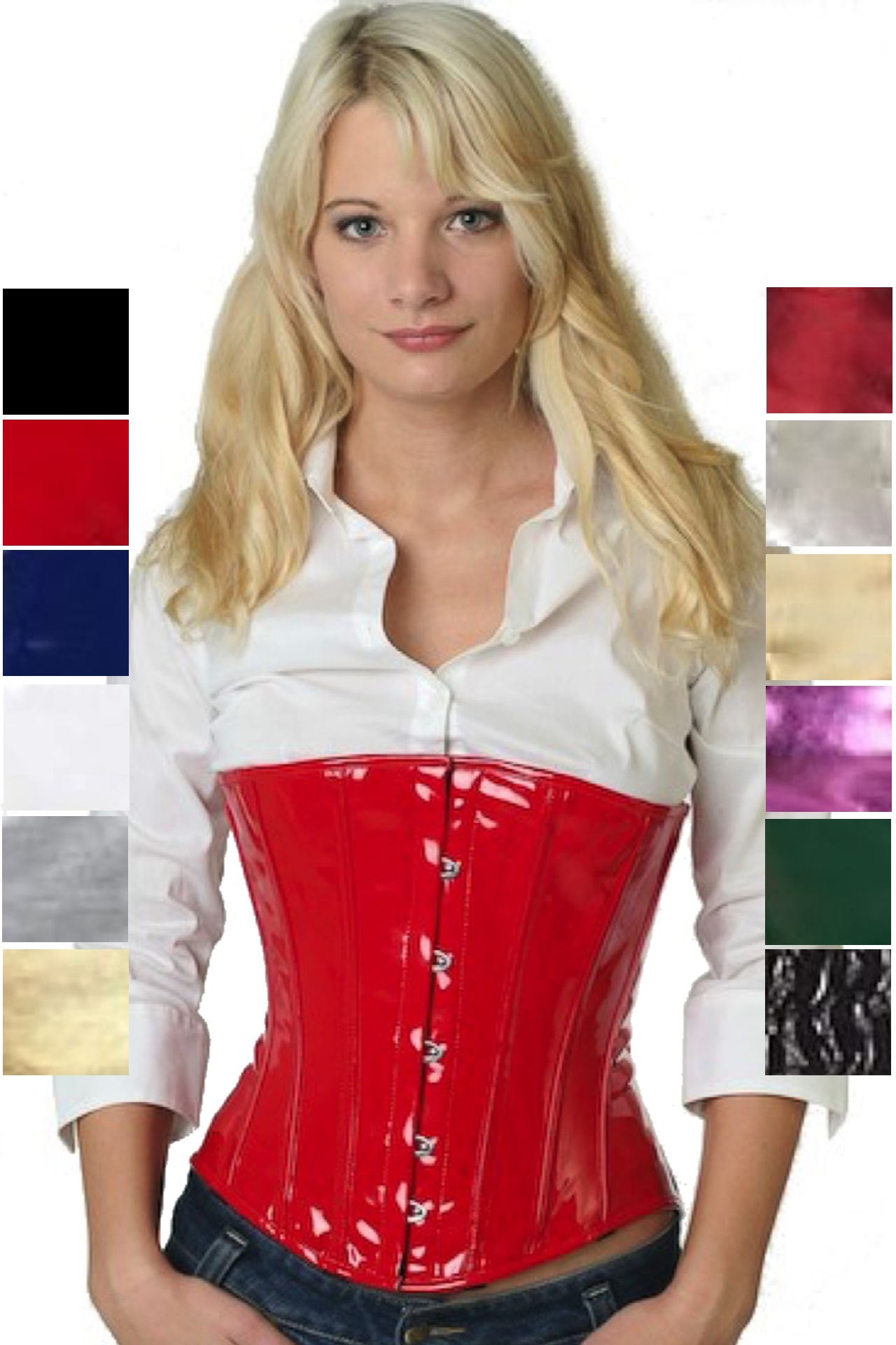 Korsett Corsage Rot Lack Unterbrust pu71