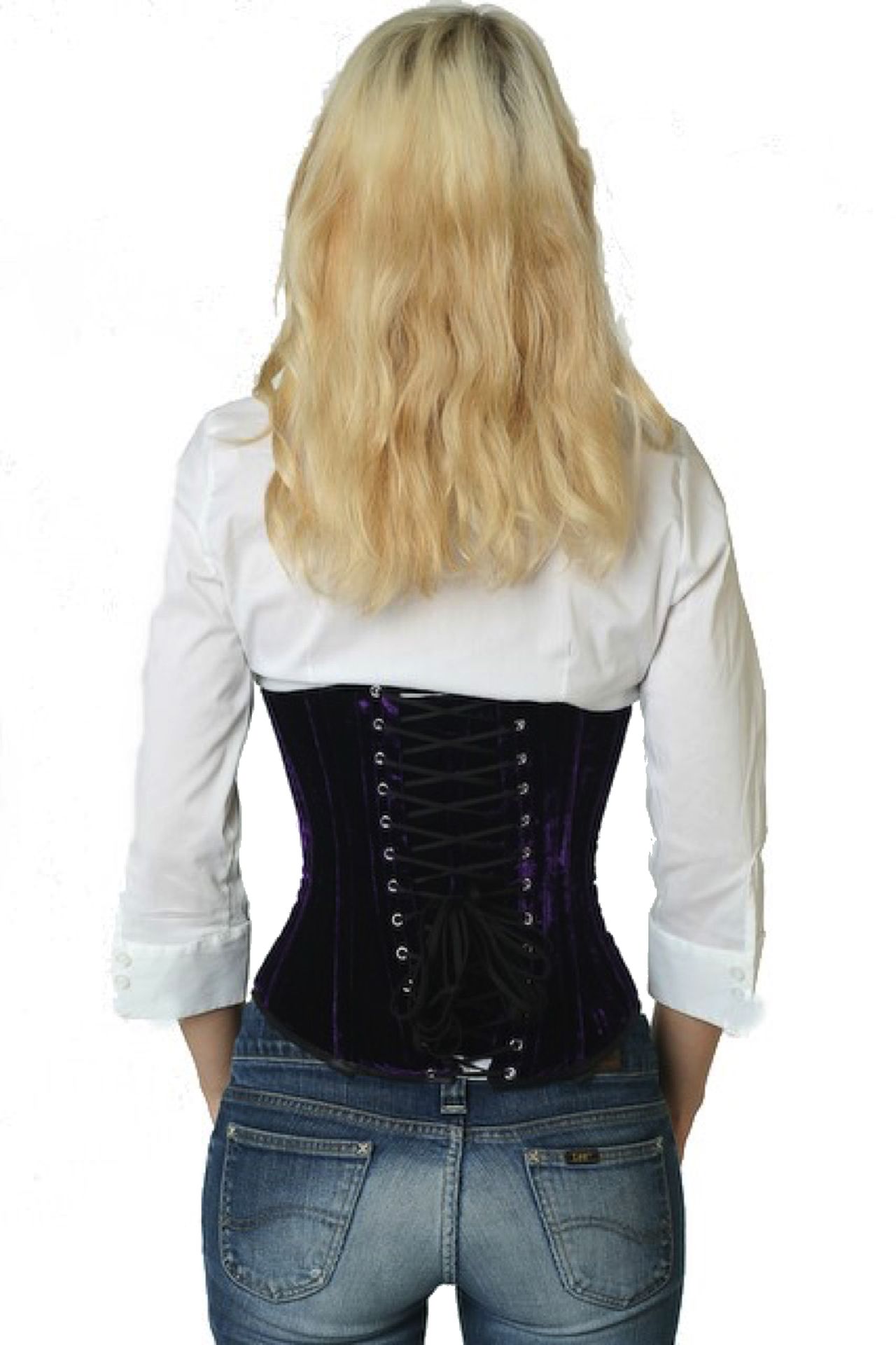 Fluweel corset paars onderborst Korset vu65