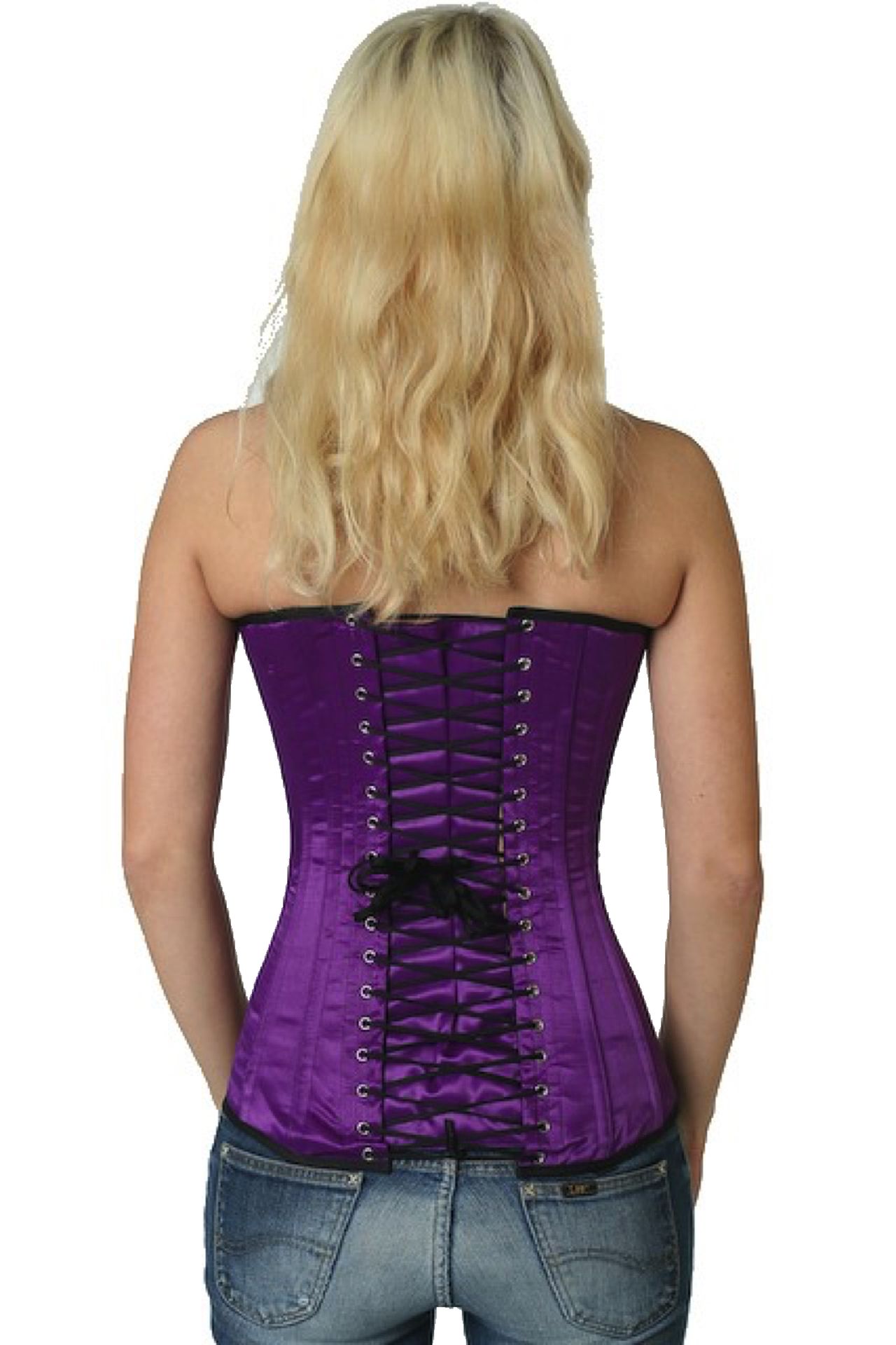 Corse violeta raso sobre pecho corset sy09
