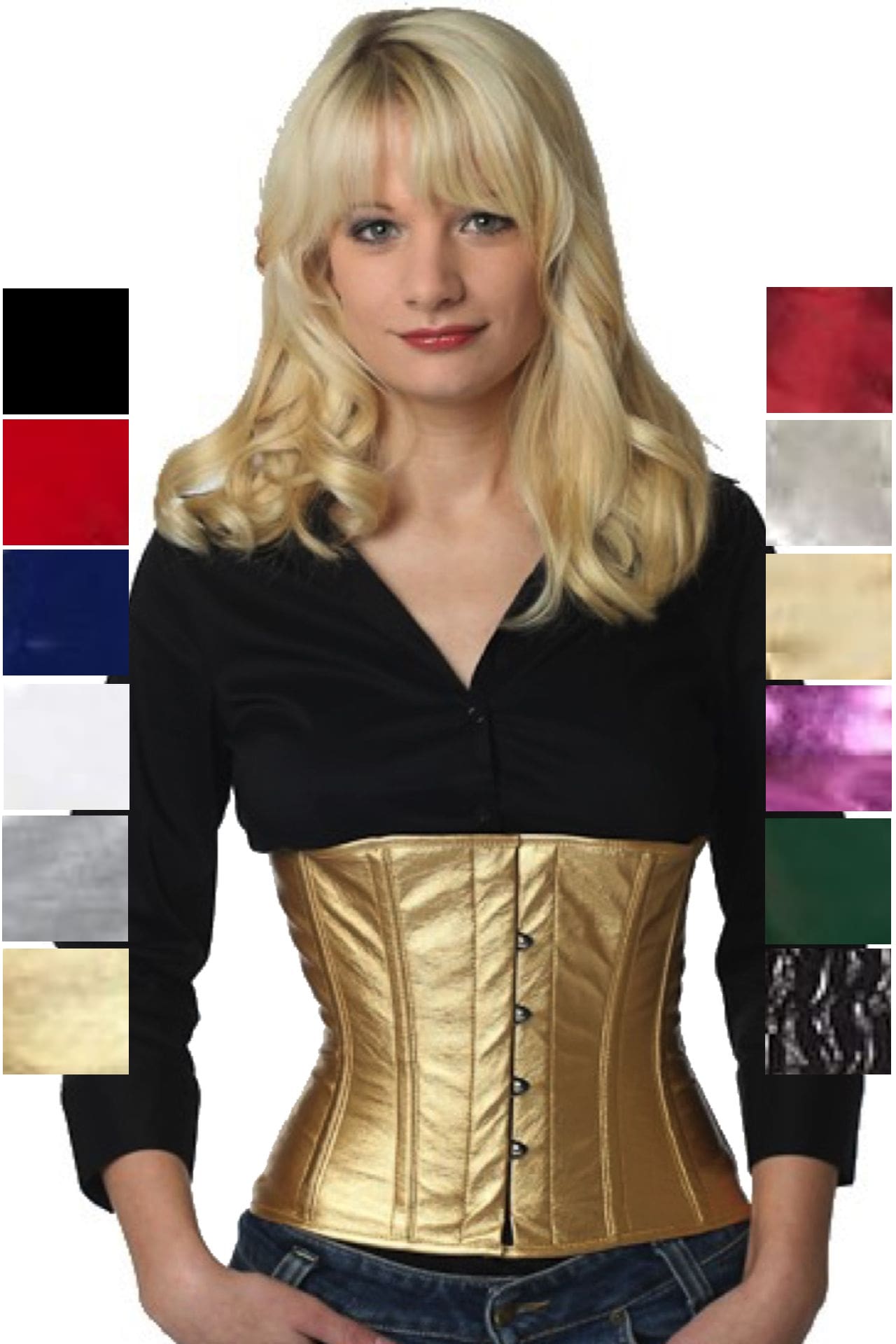 Lack Corsage gold Lackkorsett Taillen Lackcorsage Korsett pw75