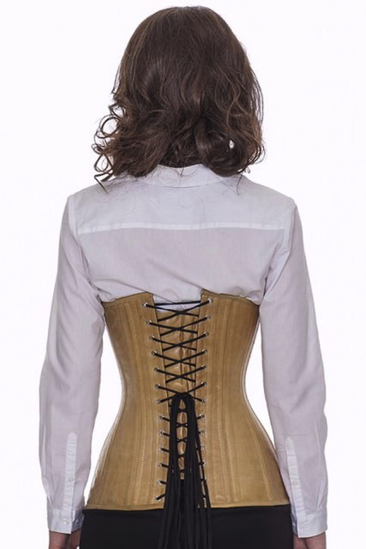 Corsetto in pelle beige sottoseno curvo Corsetto in pelle beige sottoseno curvo