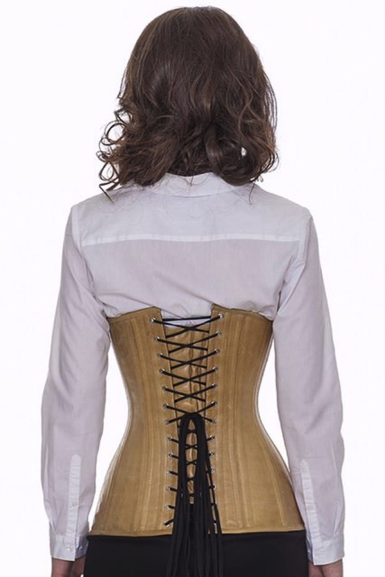 Corset beige leather curved underbust ln38