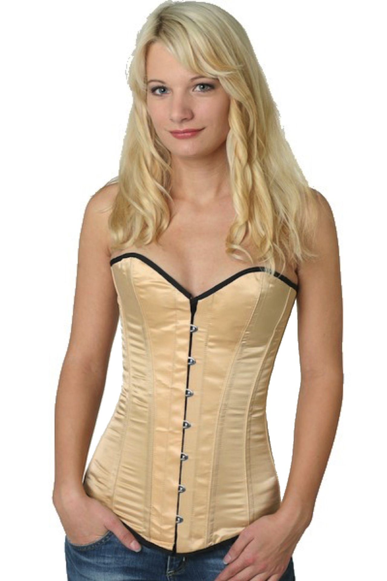 Satijn corset beige volborst Korset sy11
