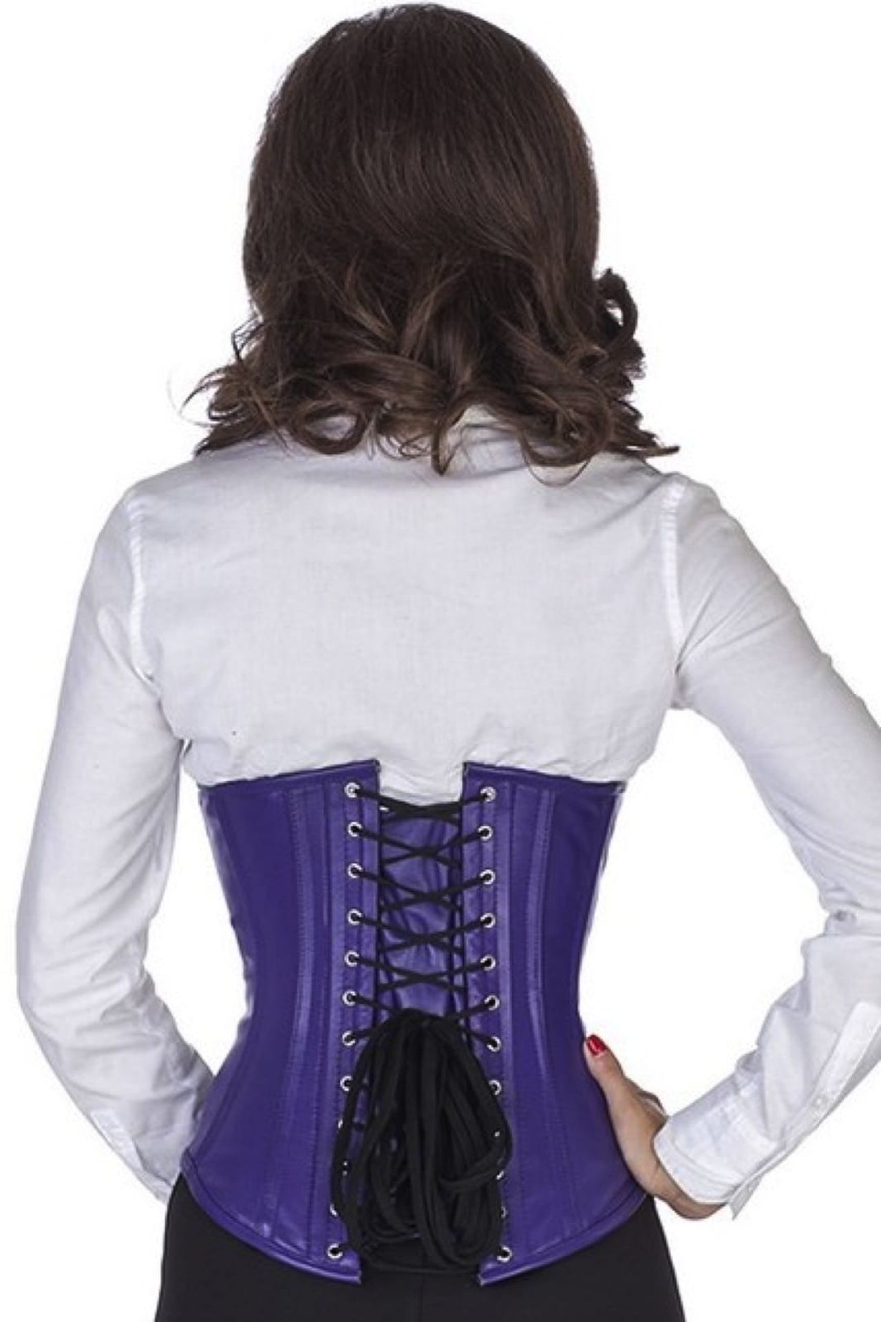 Corse violeta cuero bajo pecho corset lu32