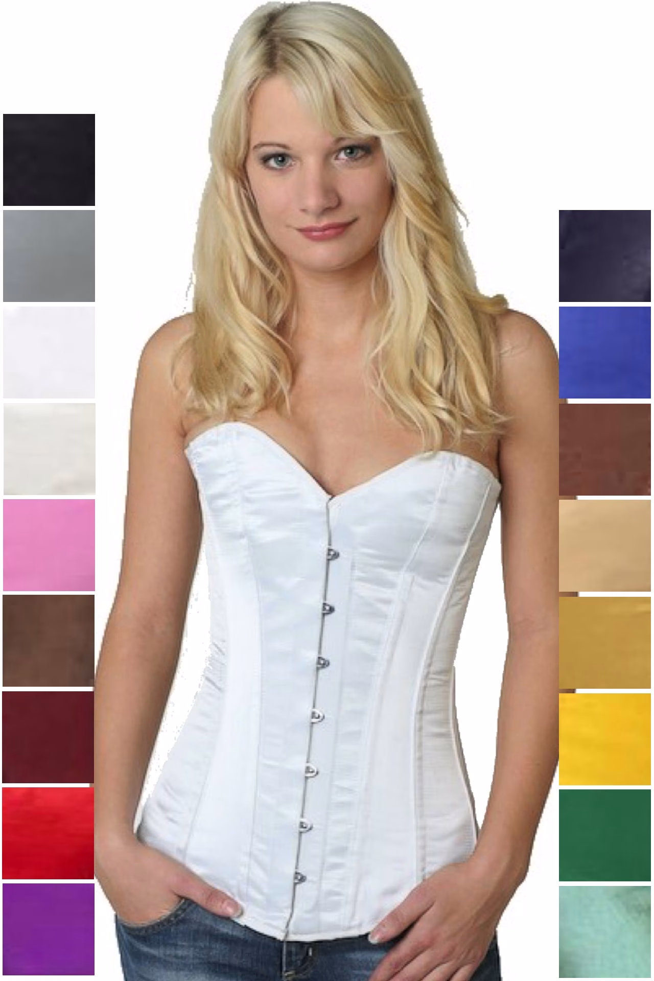Korsett Corsage Satin Weiß Vollbrust sy02