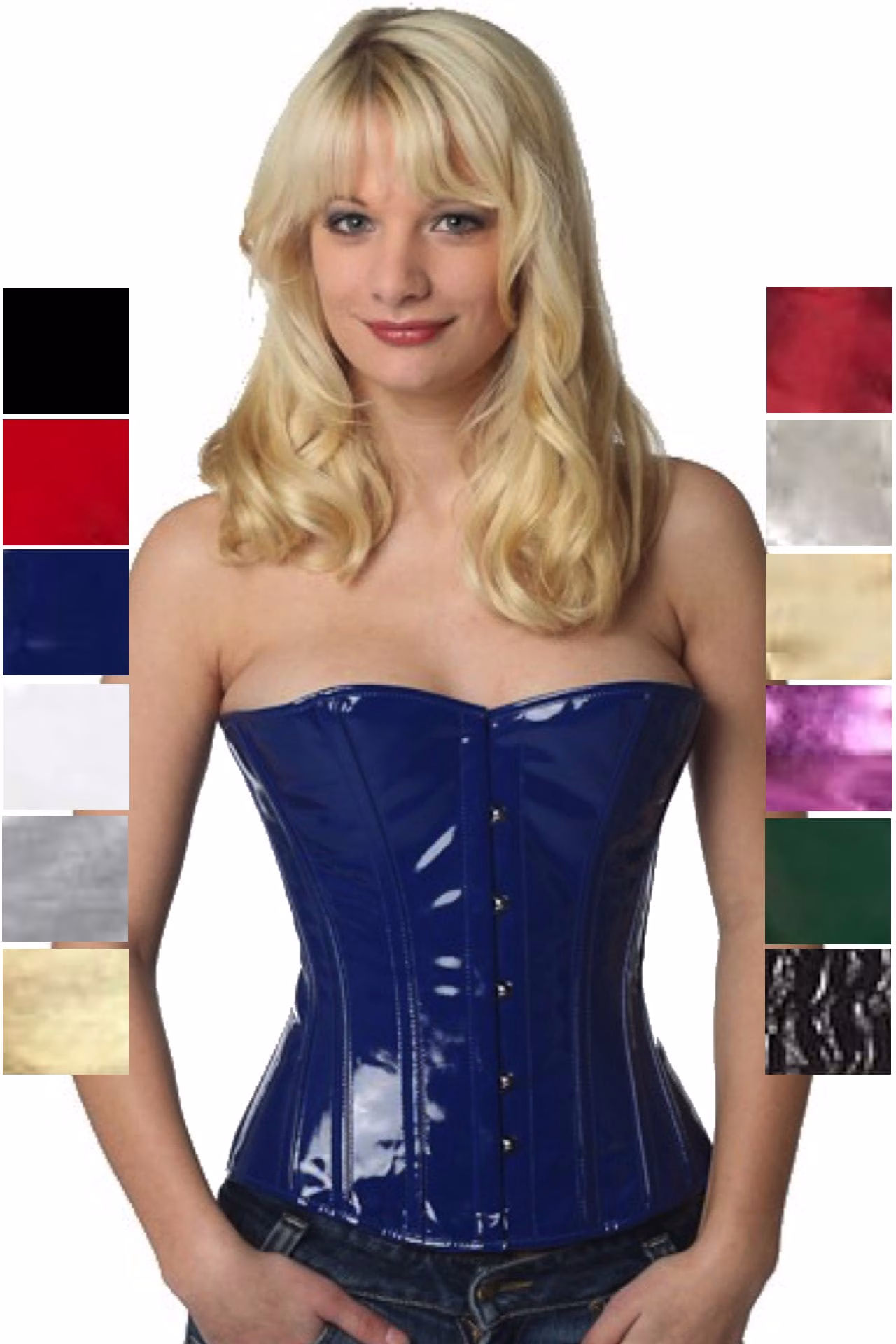 Corsage Korsett Lack Blau Halbbrust ph73