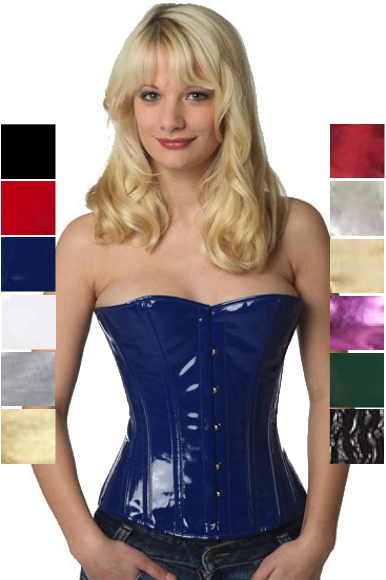 Corse azul charol medio pecho corset ph73