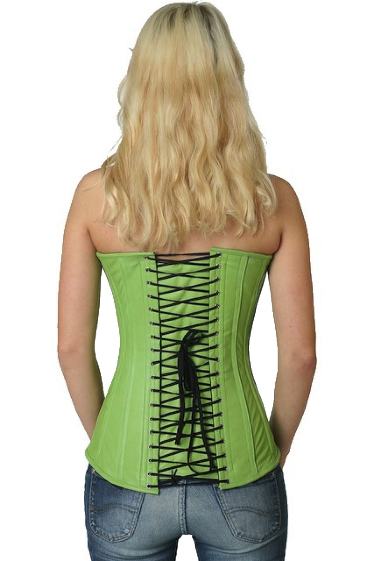Corsetto verde pelle overbust ly28