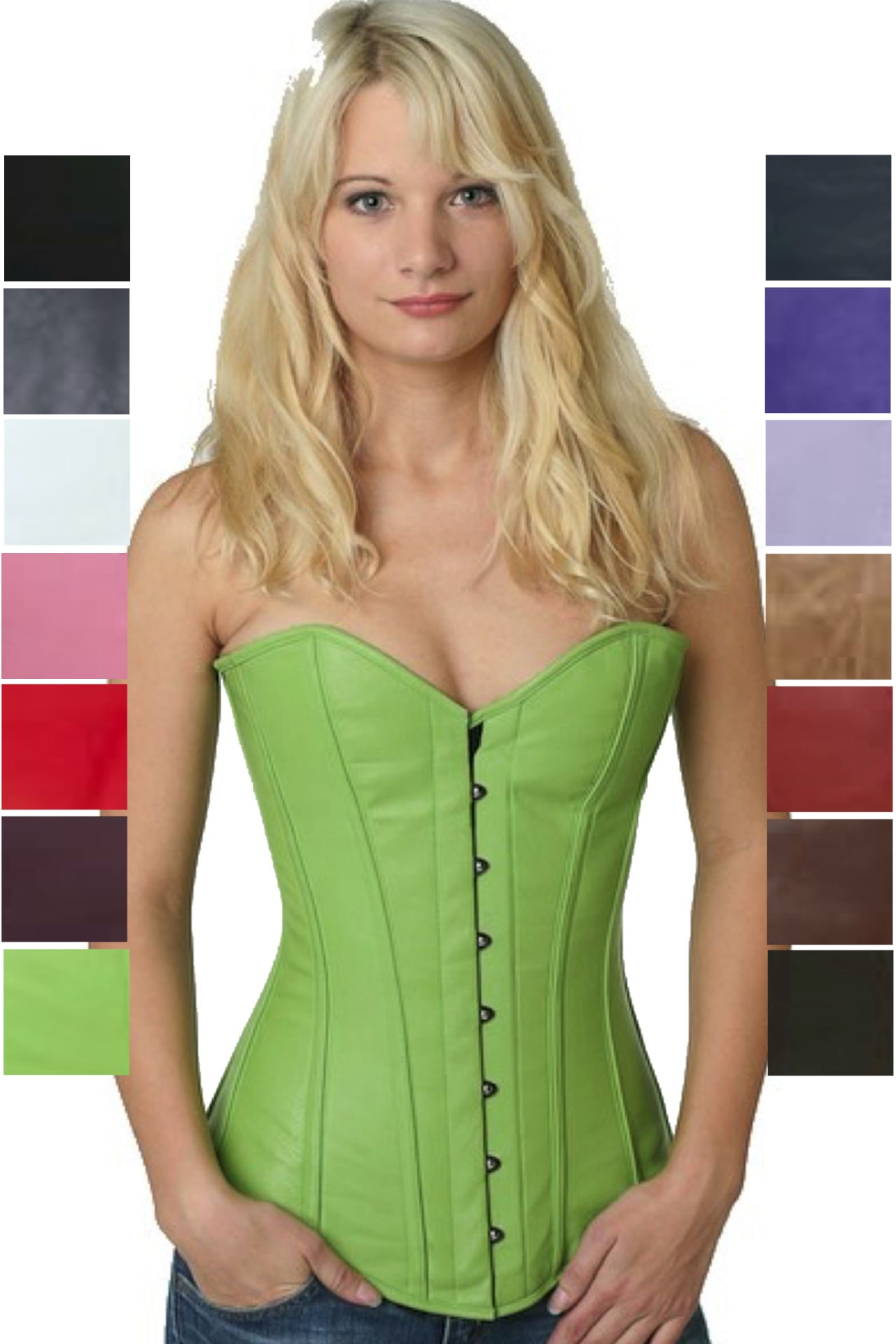 Corset green leather overbust ly28 Corset green leather overbust ly28