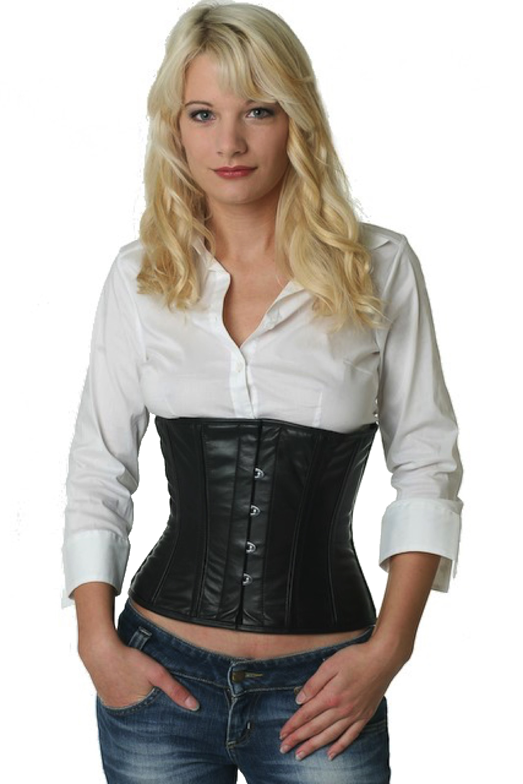 Corset black leather taille lw20