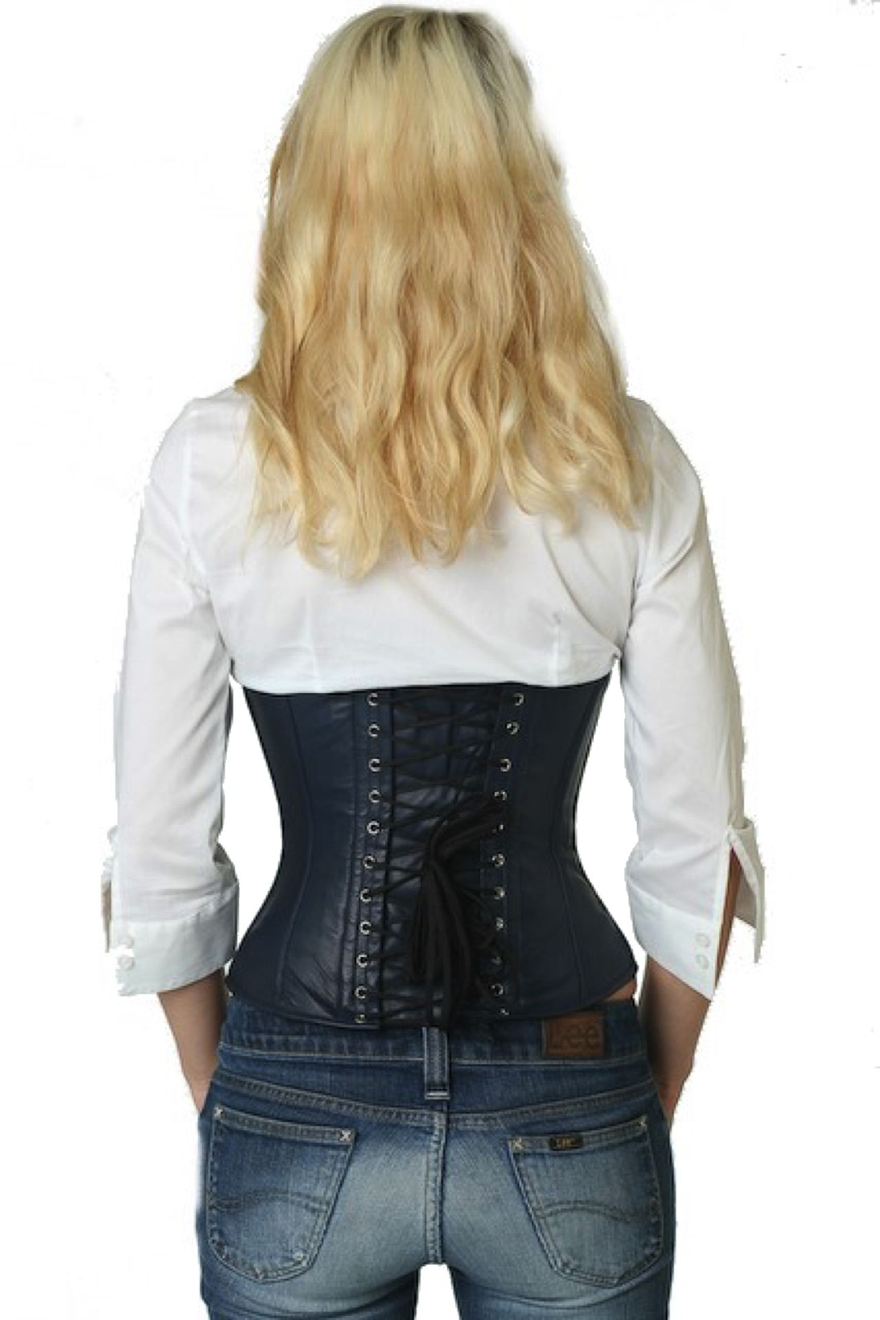 Espartilho Couro Azul Corpete de cintura Espartilho Couro Azul Corpete de cintura