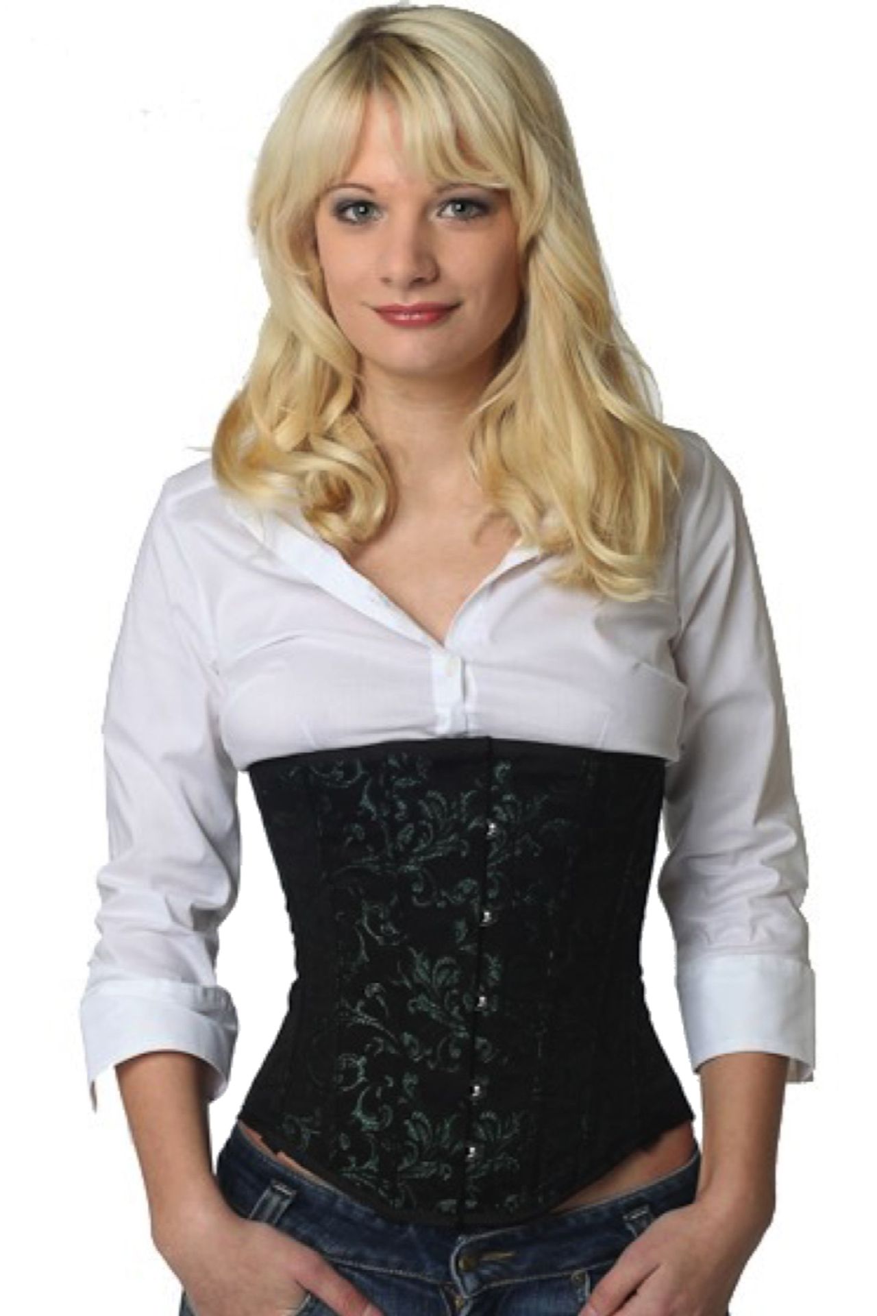 Corset Brocart Vert Sous Poitrine Corset Brocart Vert Sous Poitrine