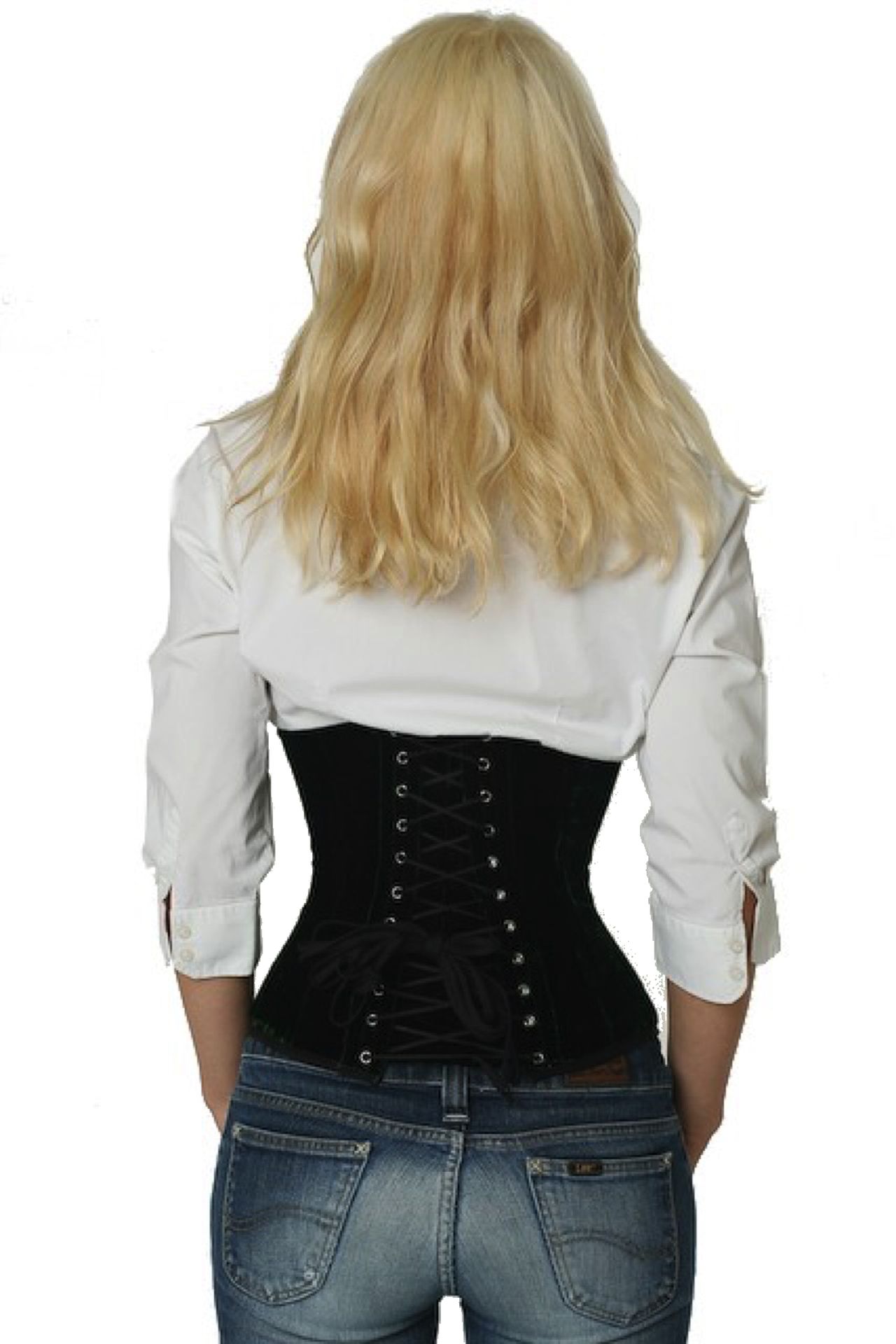 Corsetto in velluto verde con vita alta Corsetto in velluto verde con vita alta