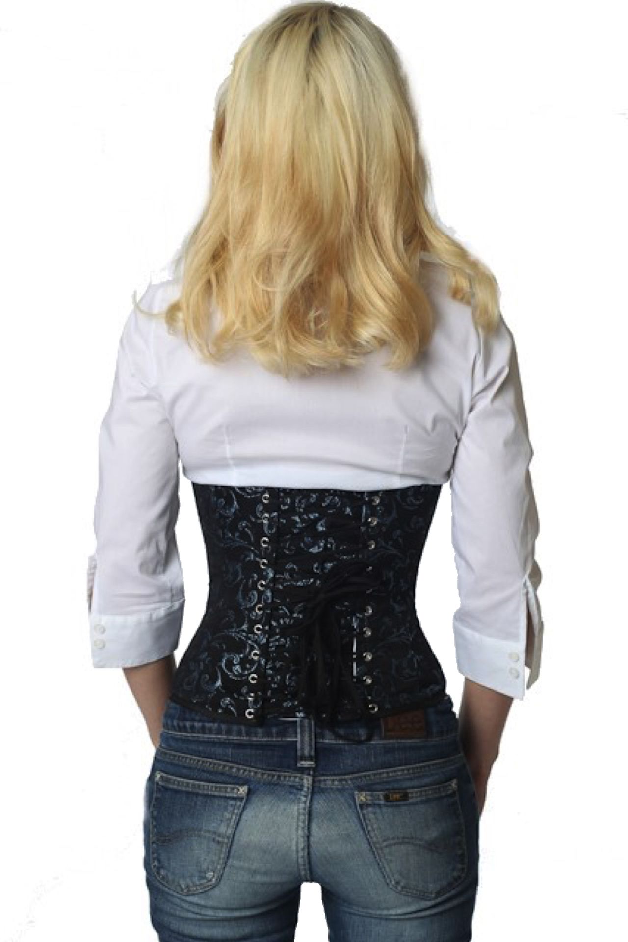 Korsett Brokad Blå Midja Korsett Korsett Brokad Blå Midja Korsett