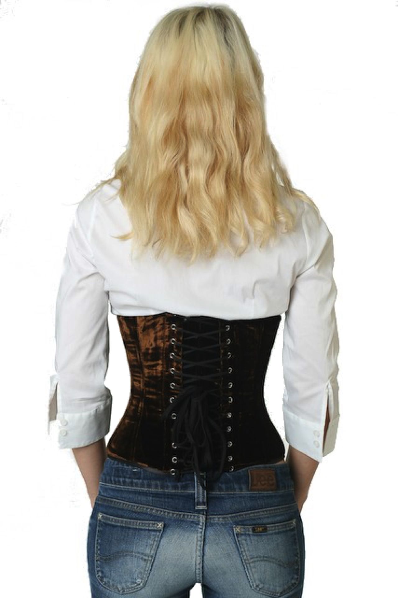 Corsetto in velluto marrone con cintura in vita Corsetto in velluto marrone con cintura in vita