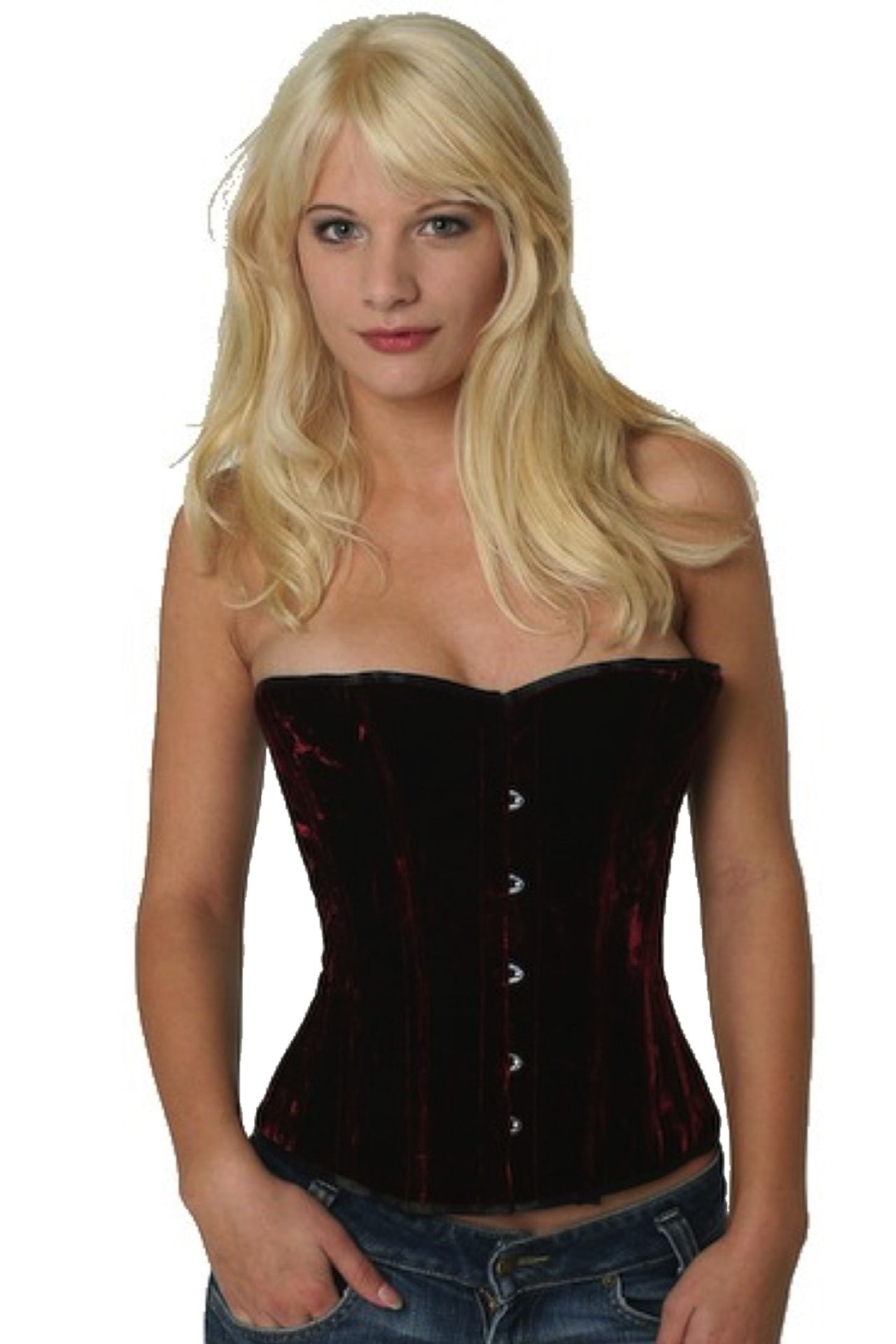 Fluweel corset rood halfborst Korset vh61