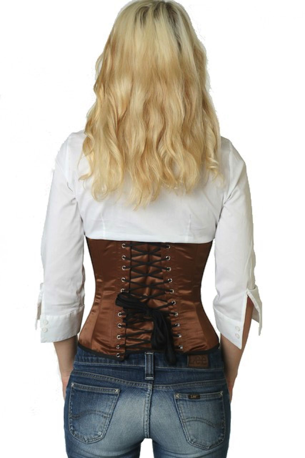 Corsetto in raso marrone con vita alta Corsetto in raso marrone con vita alta