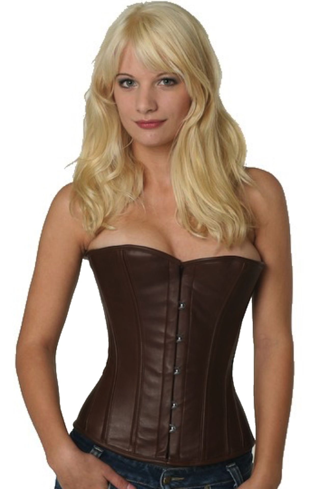 Corset brown leather half bust lh26