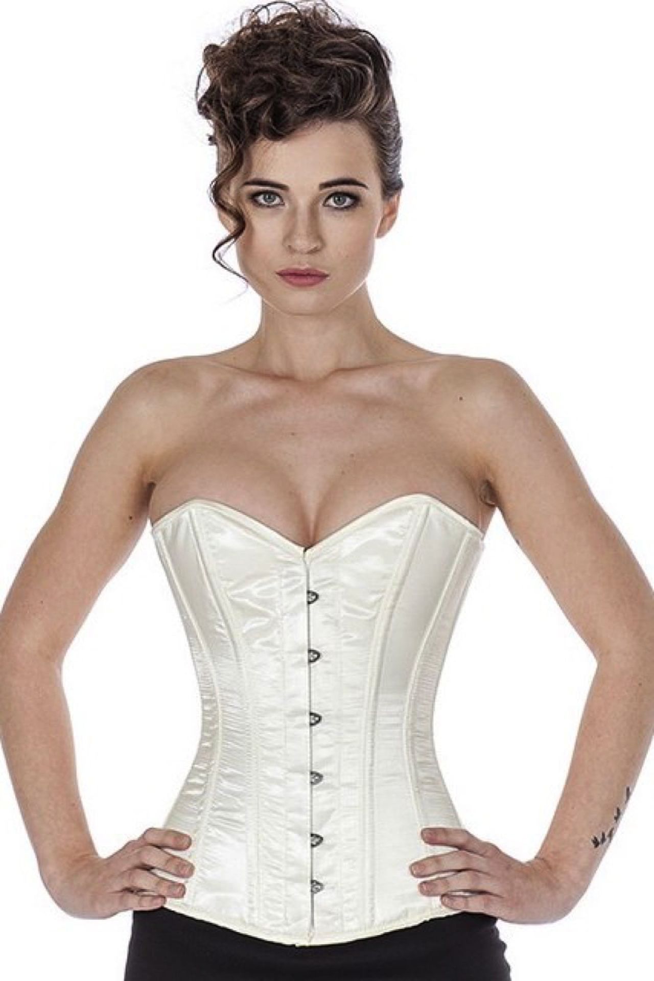 Satijn corset ivory volborst Korset sy19