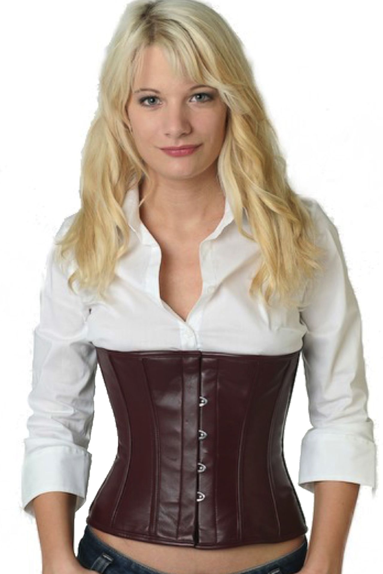 Espartilho Corset vermelho vinho couro genuino lw24