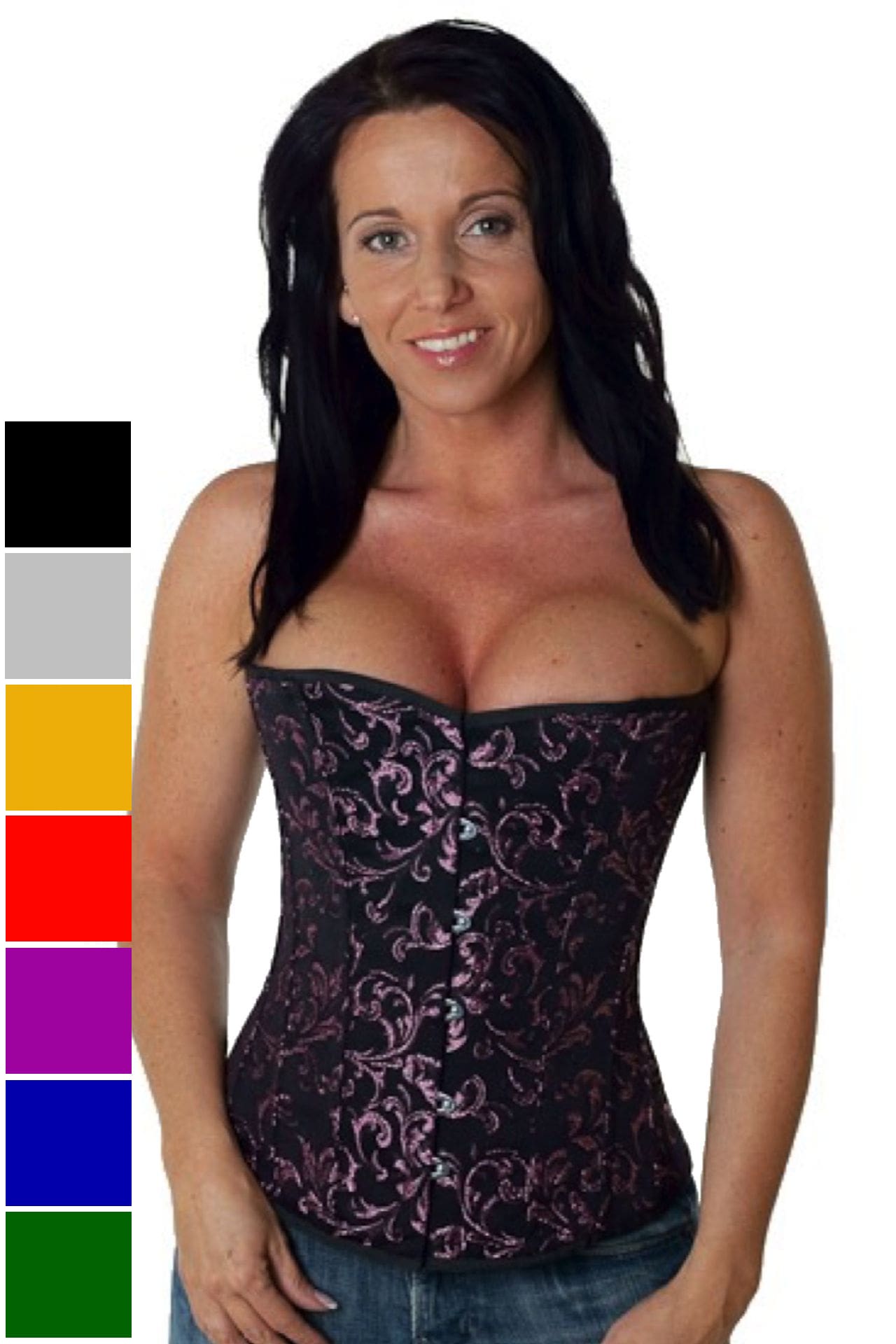 Korsett Corsage Brokat Pink Rosa Halbbrustkorsett rh86