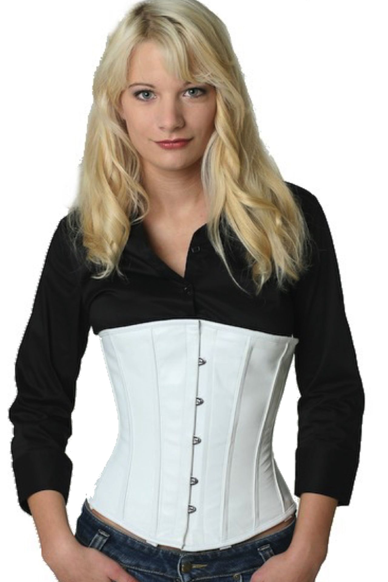 Leren corset wit onderborst Korset lu21