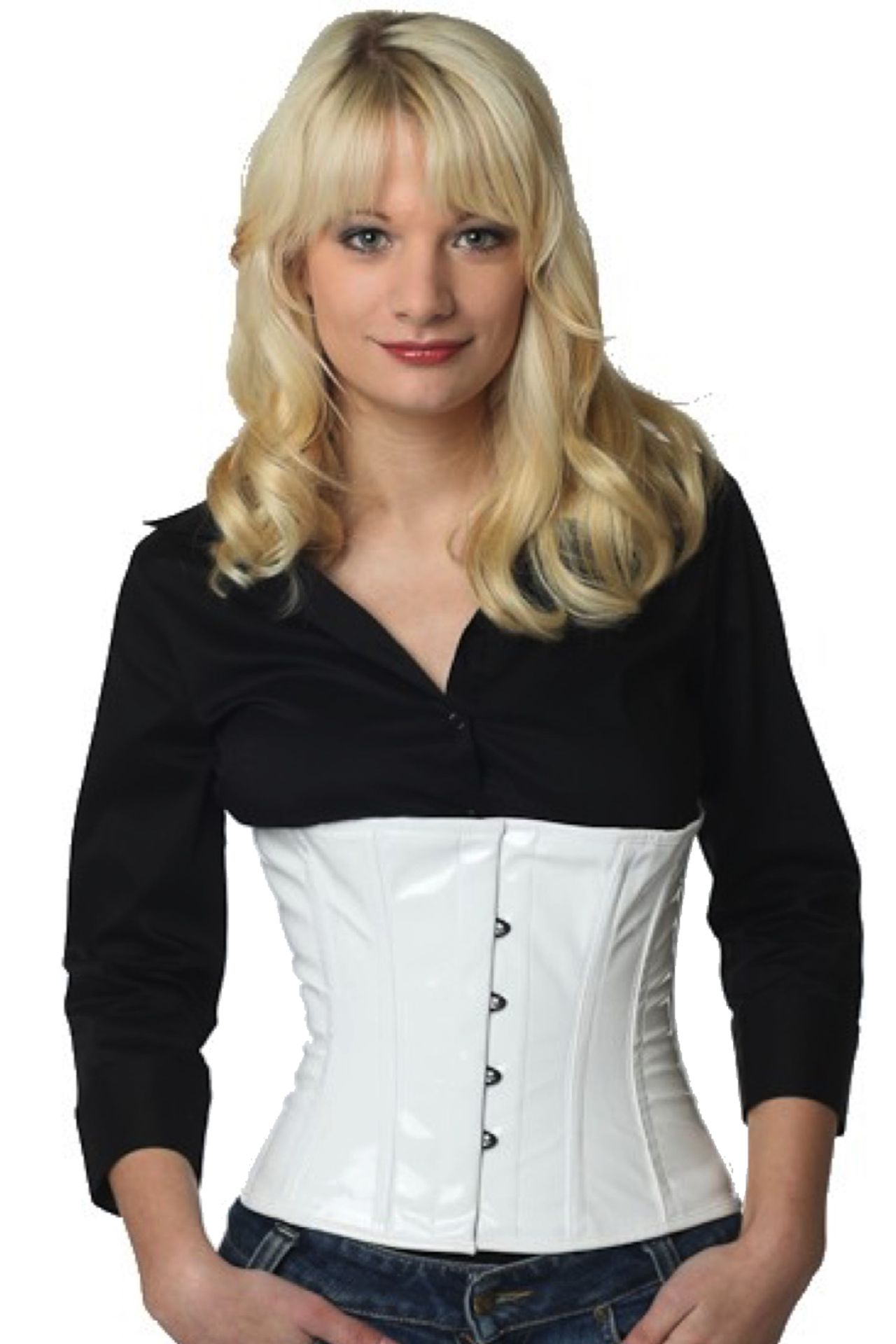 Corsetto bianco lucido con vita alta Corsetto bianco lucido con vita alta