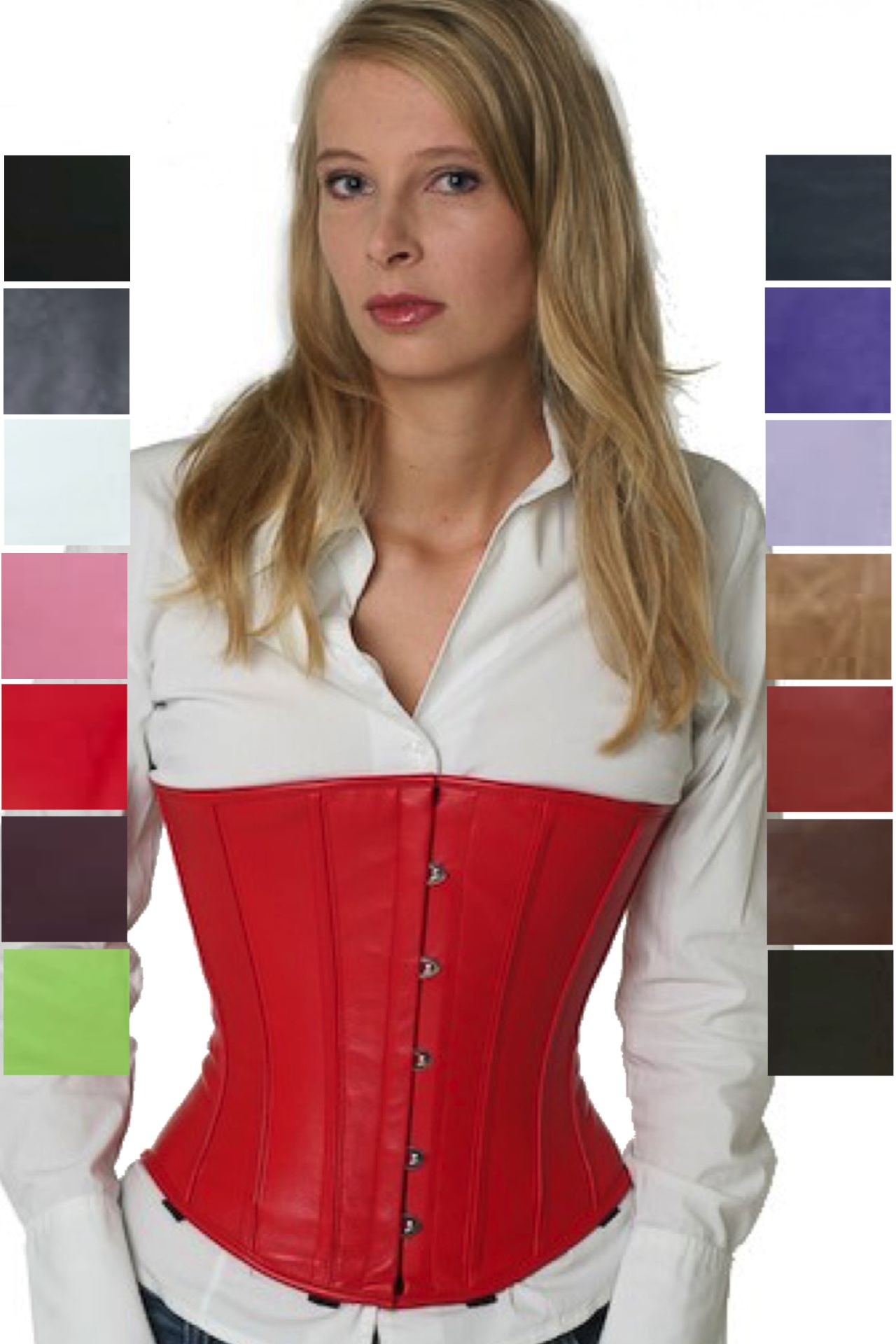 Corset rouge cuir amincissant lu23