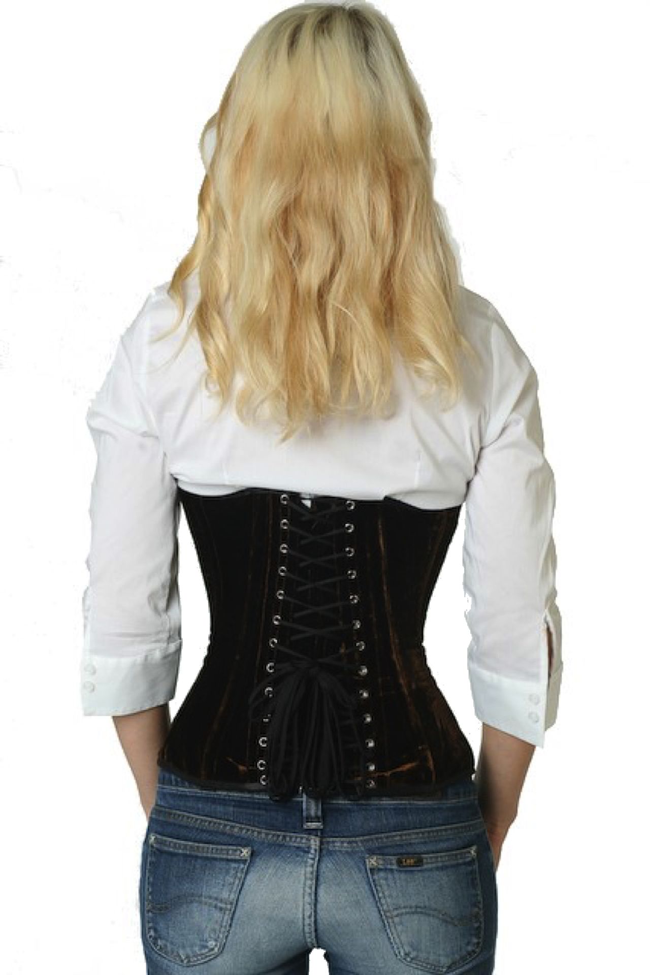 Fluweel corset bruin halfborst Korset vh59