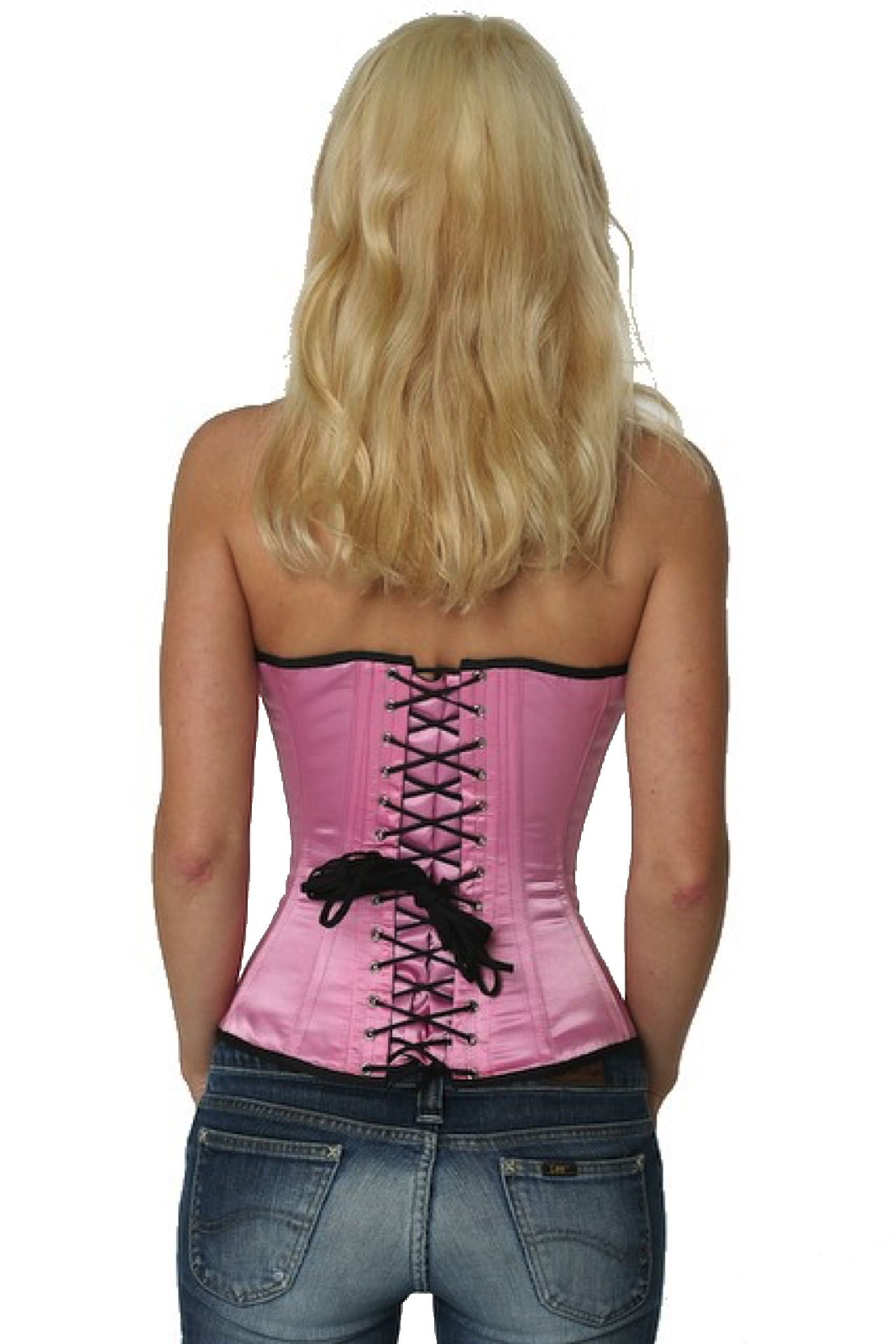 Satijn corset pink halfborst Korset sh03