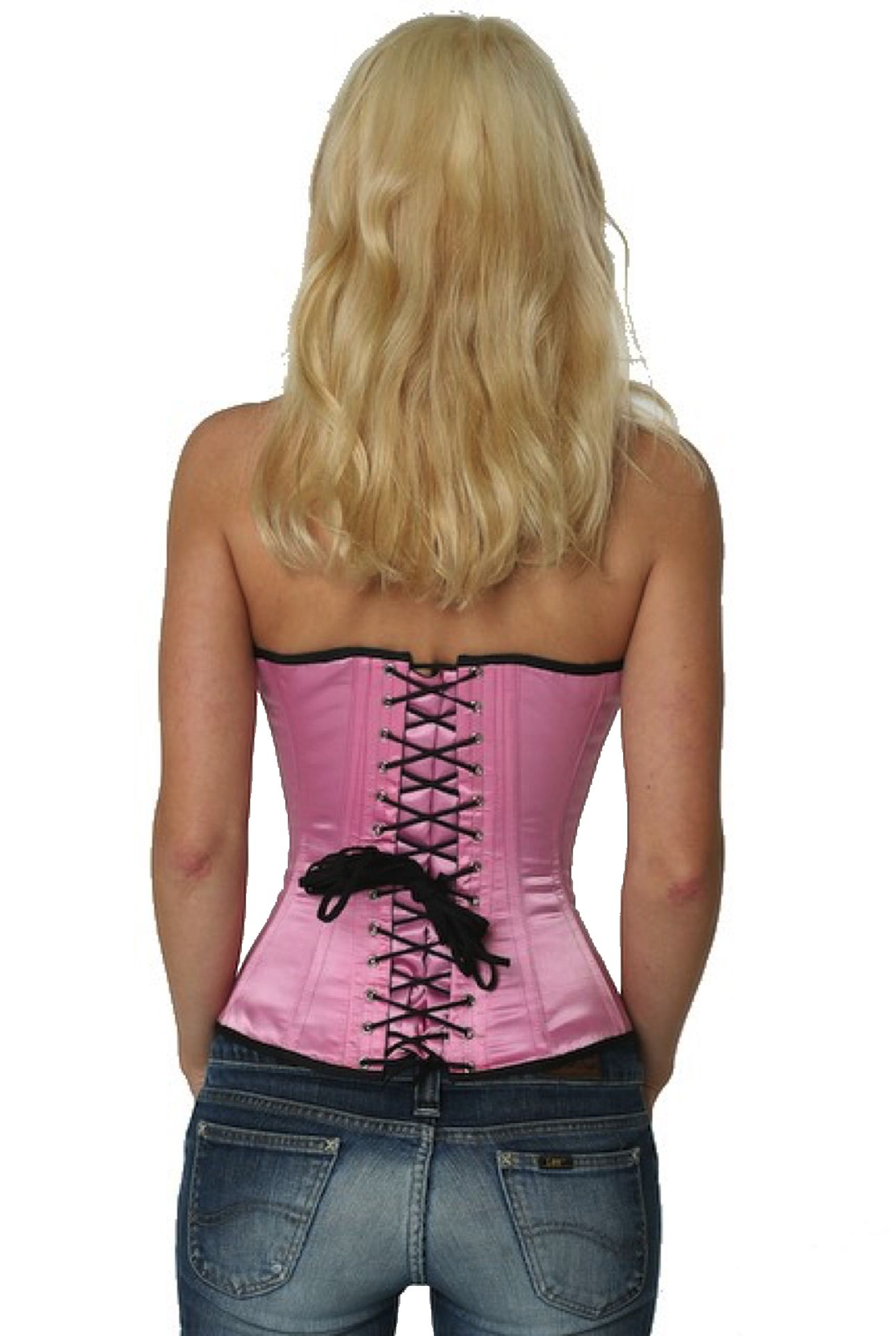 Corset pink satin half bust sh03