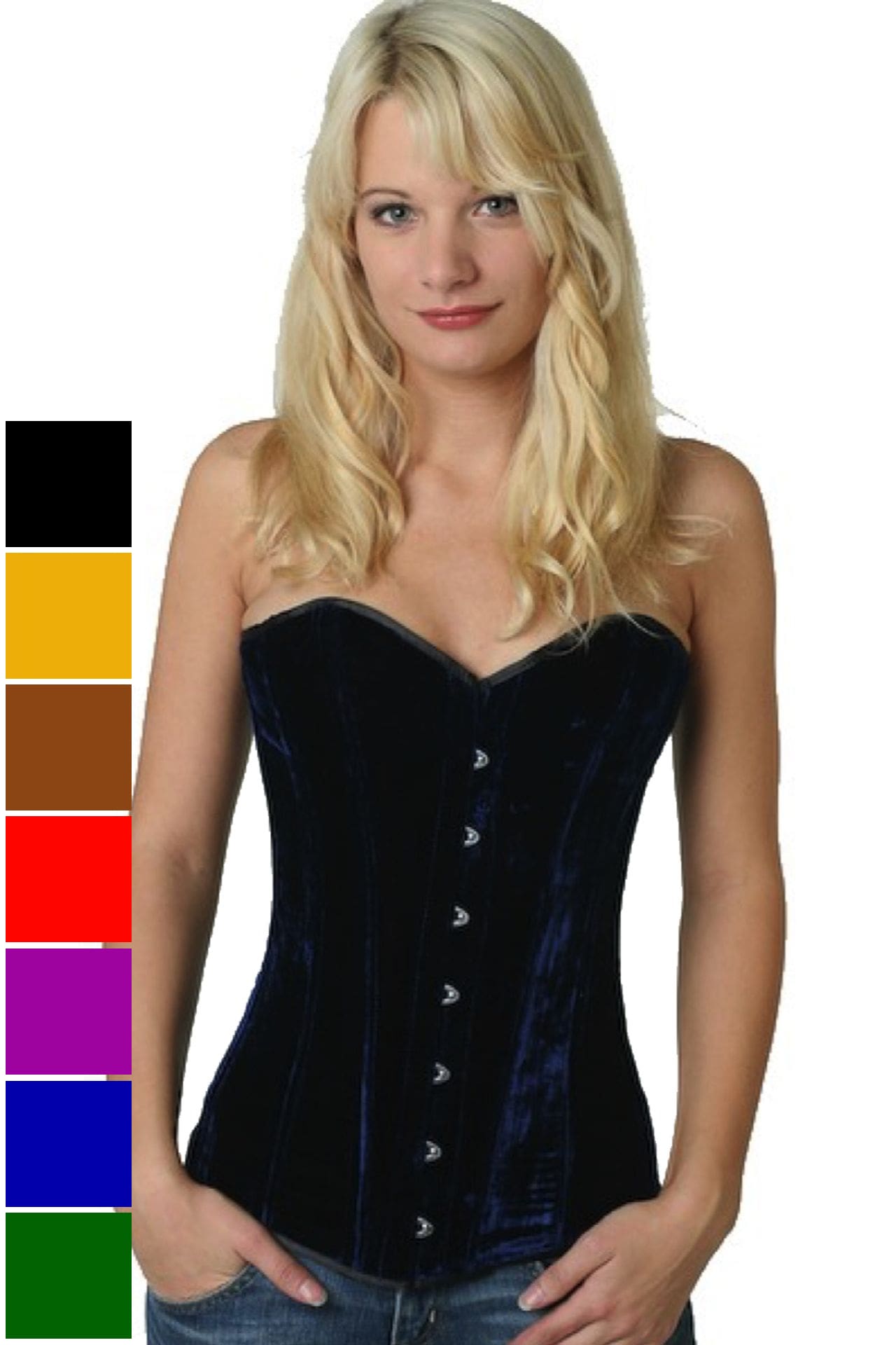 Corse azul terciopelo sobre pecho corset vy62