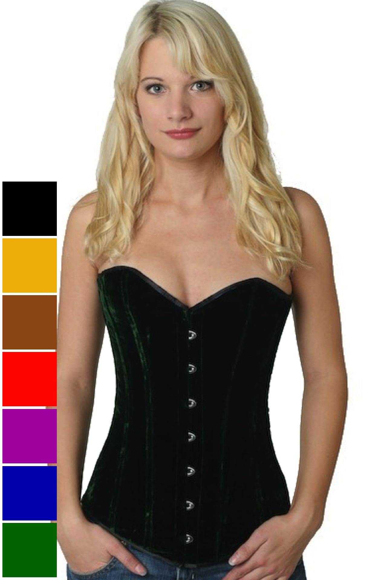 Corse verde terciopelo sobre pecho corset vy63