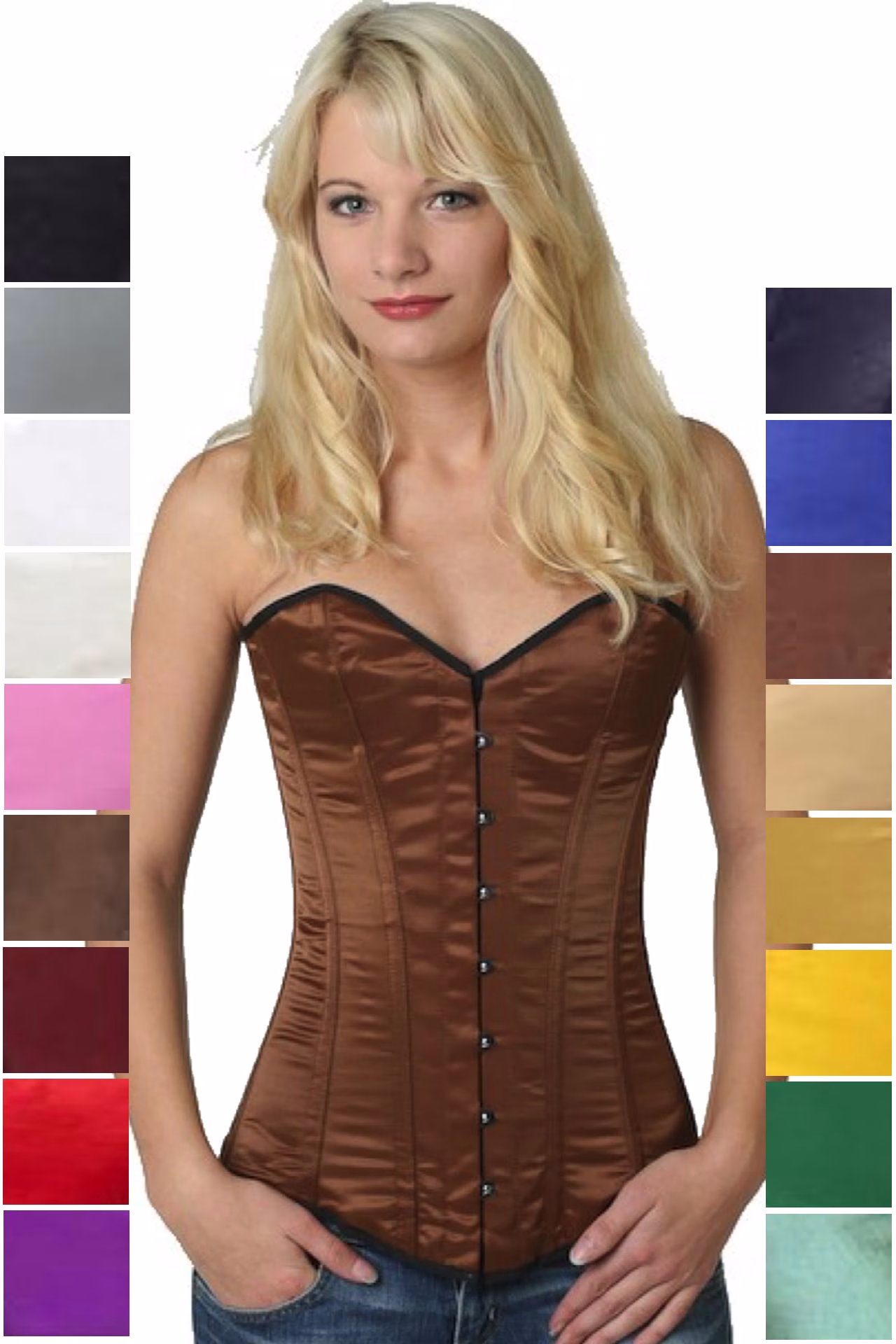 Korsett Corsage Satin Braun Vollbrust sy10