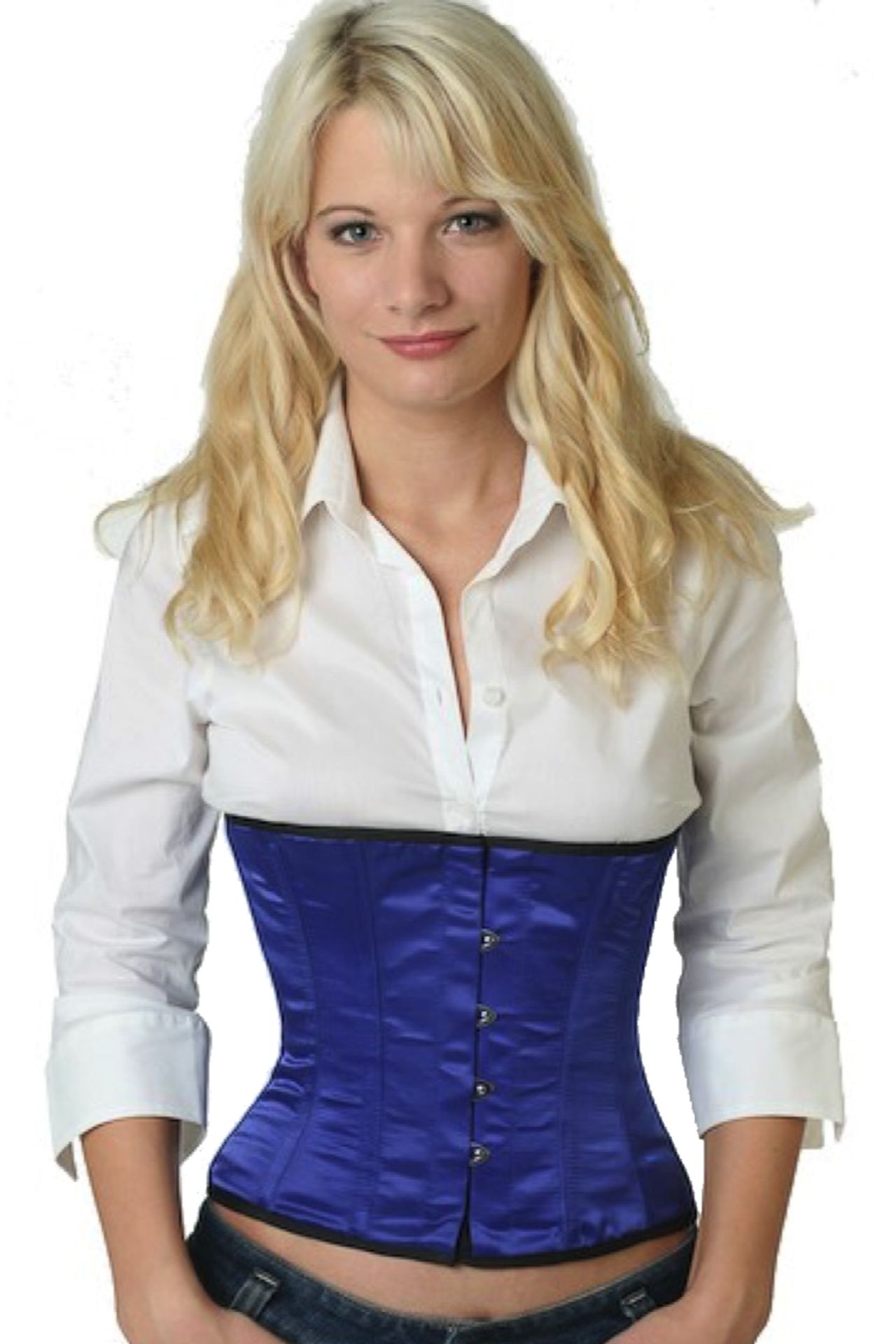 Satijn corset blauw taille Korset sw08