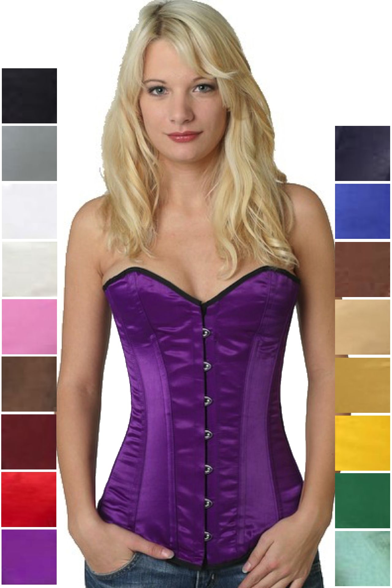 Corset purple satin overbust sy09