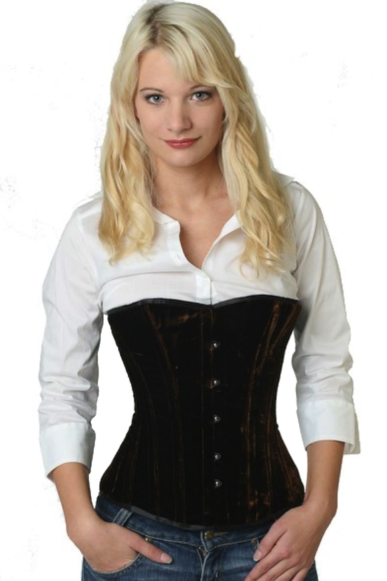 Fluweel corset bruin halfborst Korset vh59
