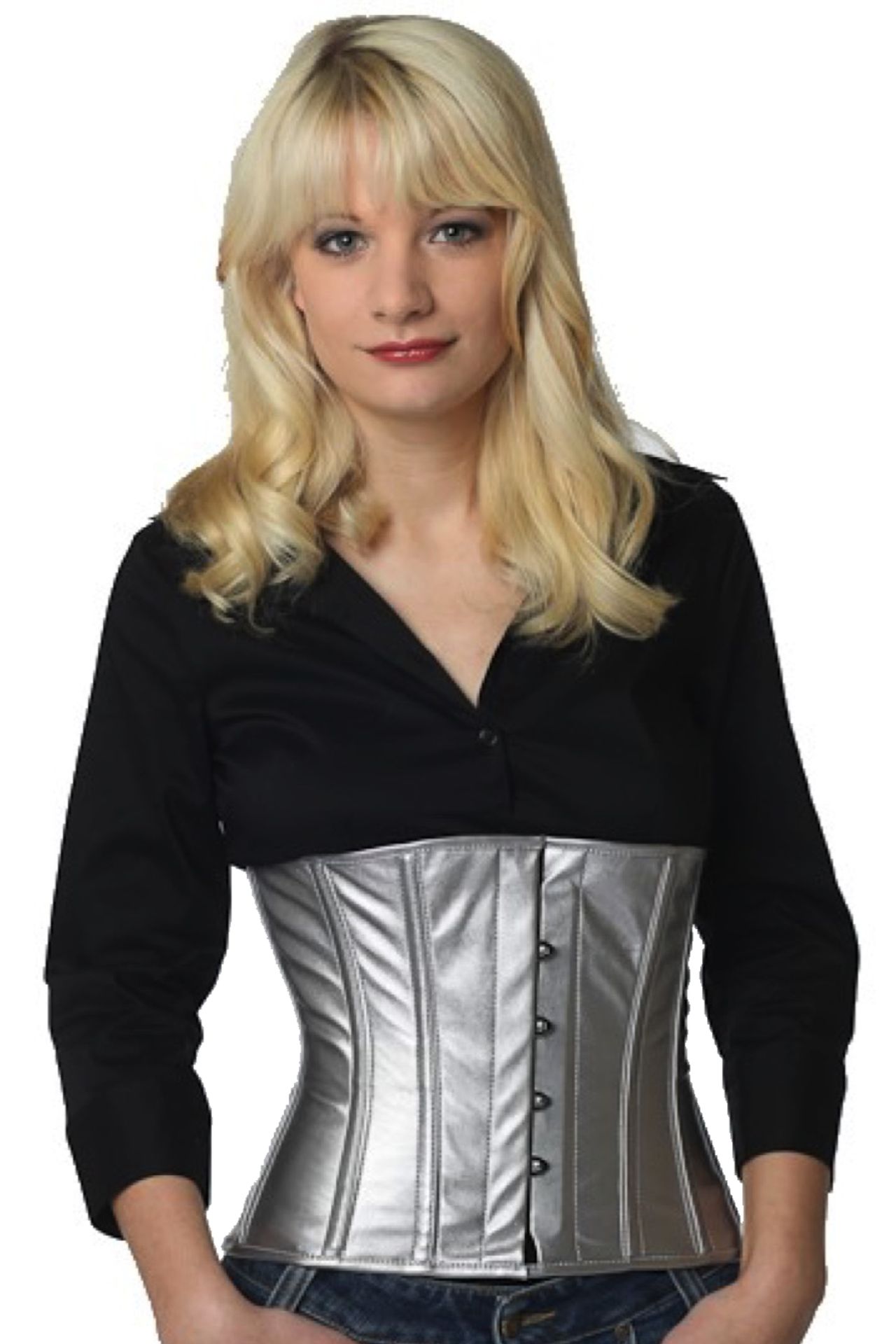 Corset vinyl silver waist corset Corset vinyl silver waist corset
