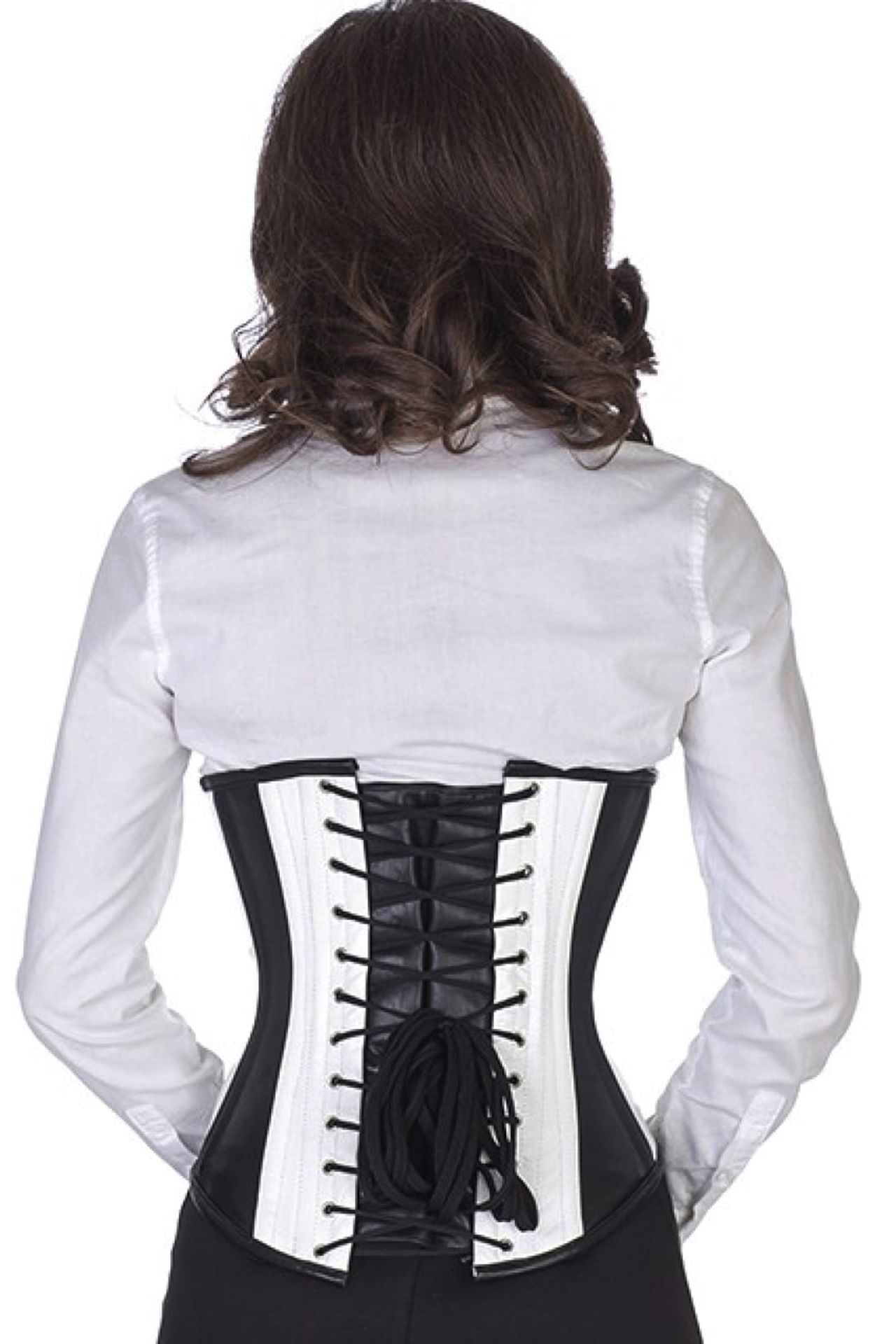 Corset Leather Black White Underbust Corset Leather Black White Underbust