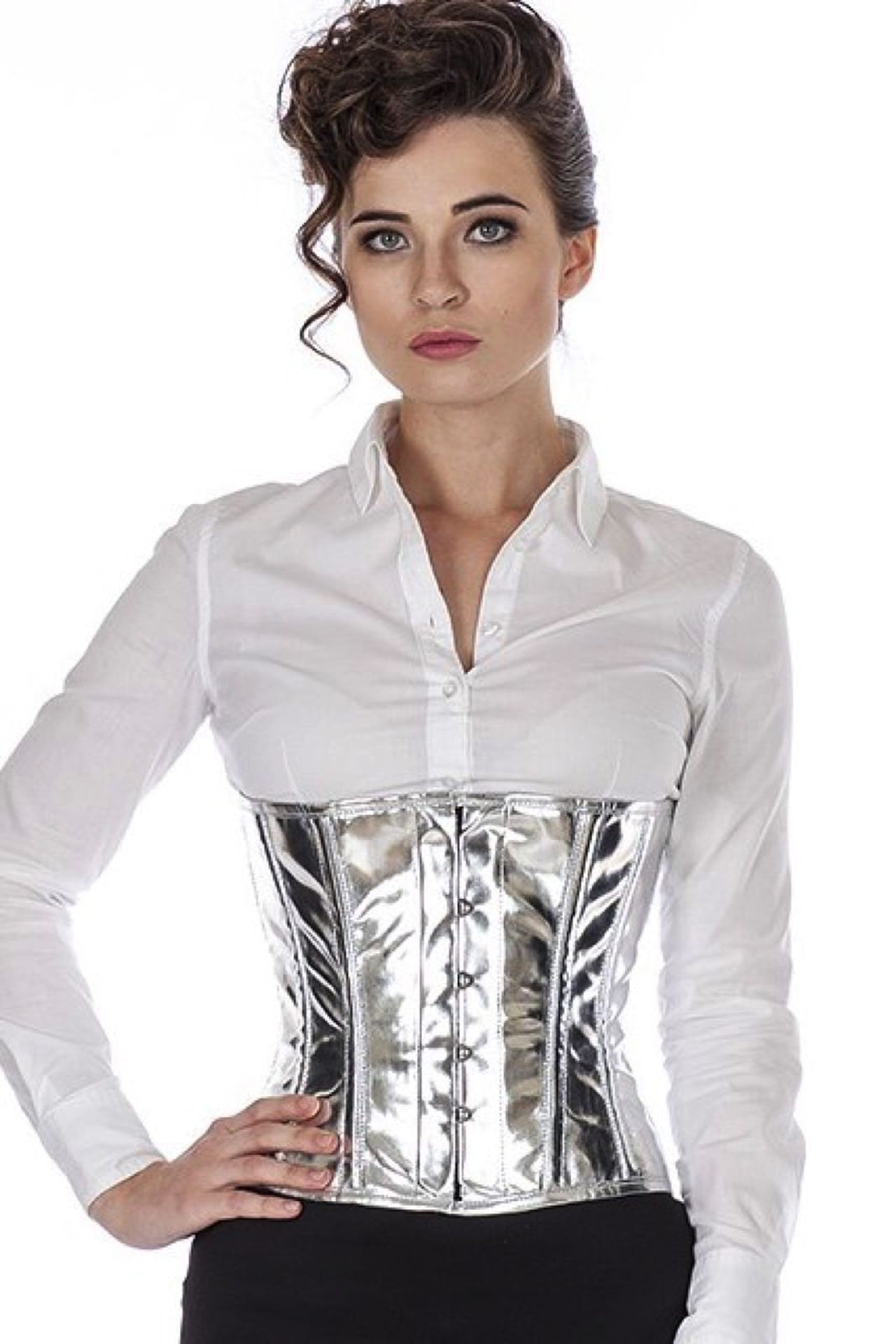 Lak corset zilver glitter taille Korset pwG4