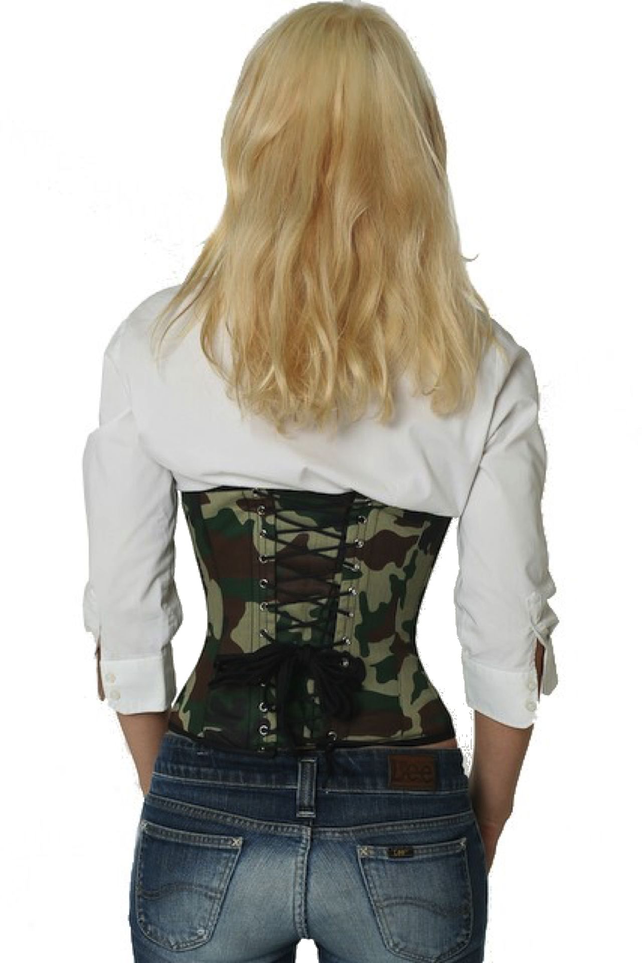 Korsett Tarnmuster Grün Braun Taillenkorsett Korsett Tarnmuster Grün Braun Taillenkorsett