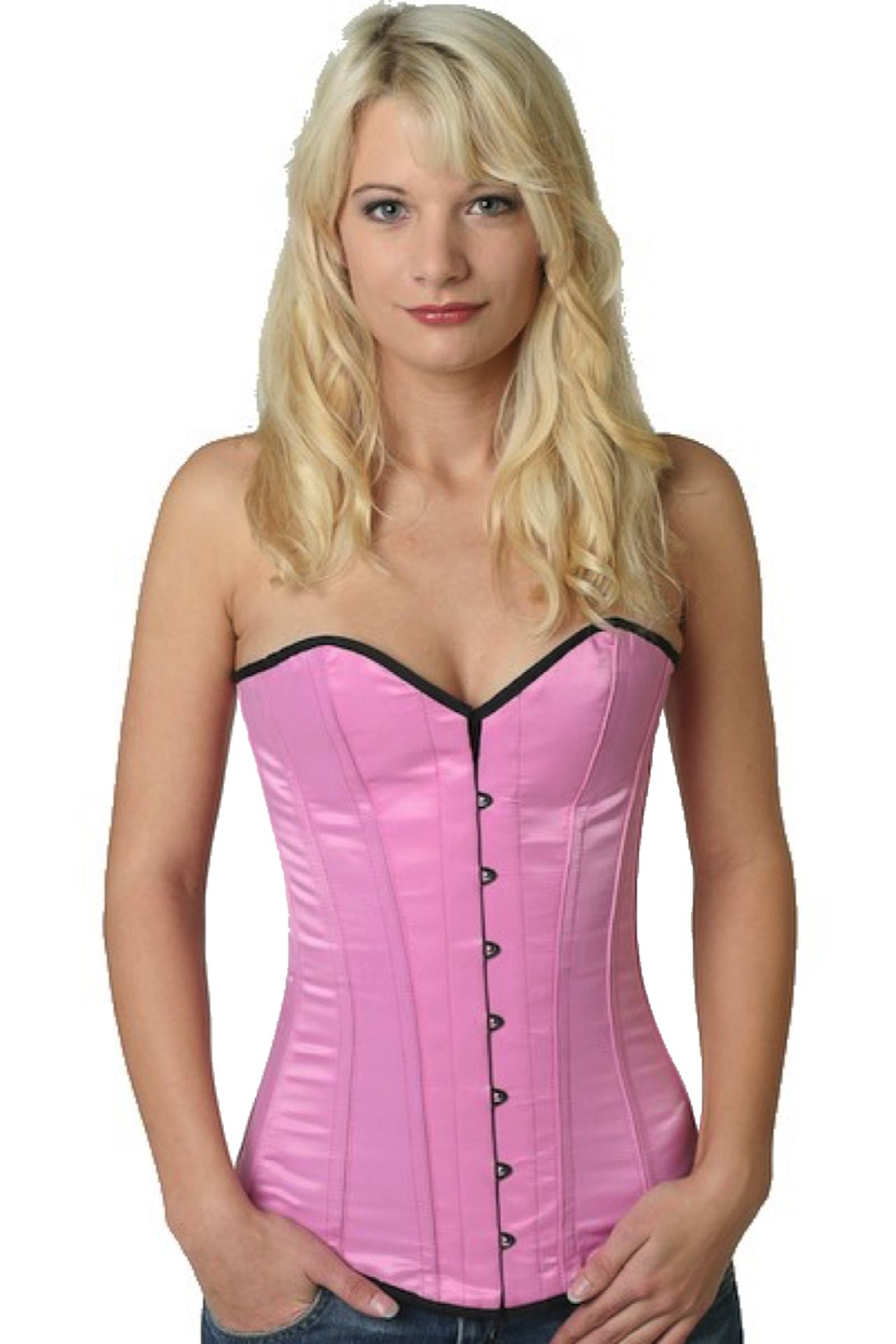 Roze overbust satijnen korset Roze overbust satijnen korset