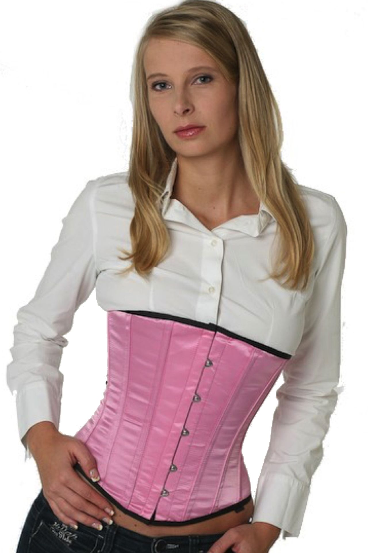 Satijn corset pink onderborst Korset su03