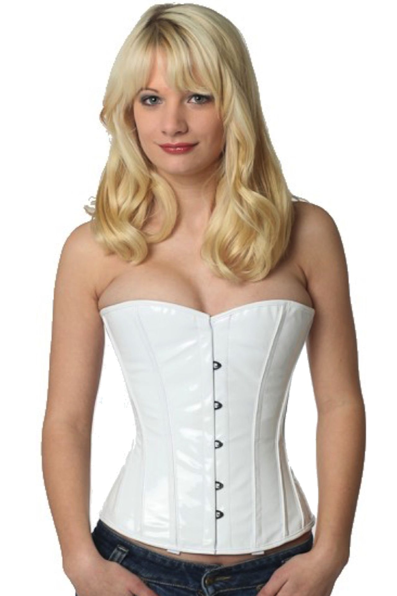 Lak corset wit halfborst Korset ph76