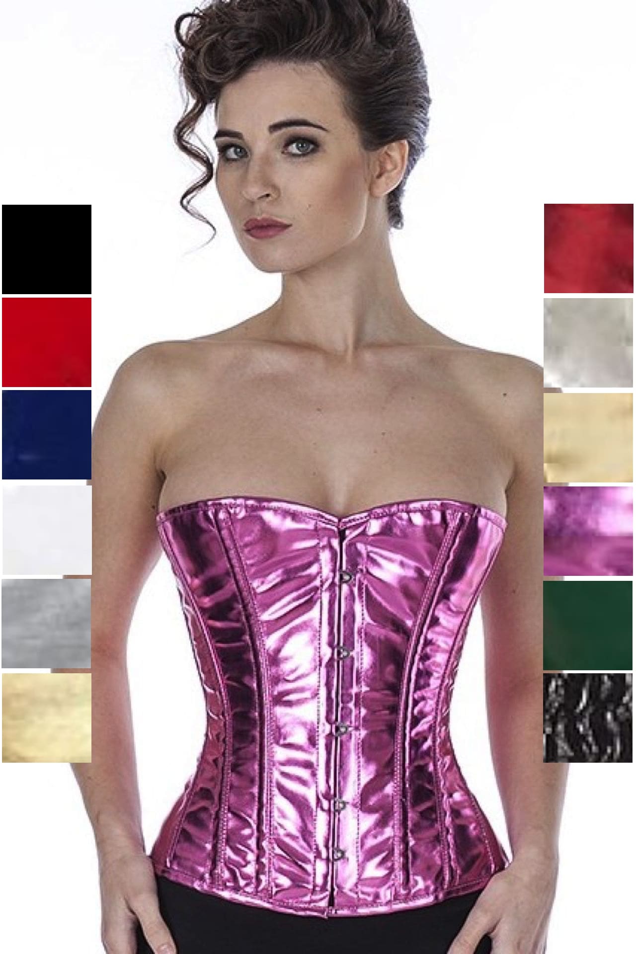 Korsett Lack Corsage Pink Glitter Halbbrust phG7
