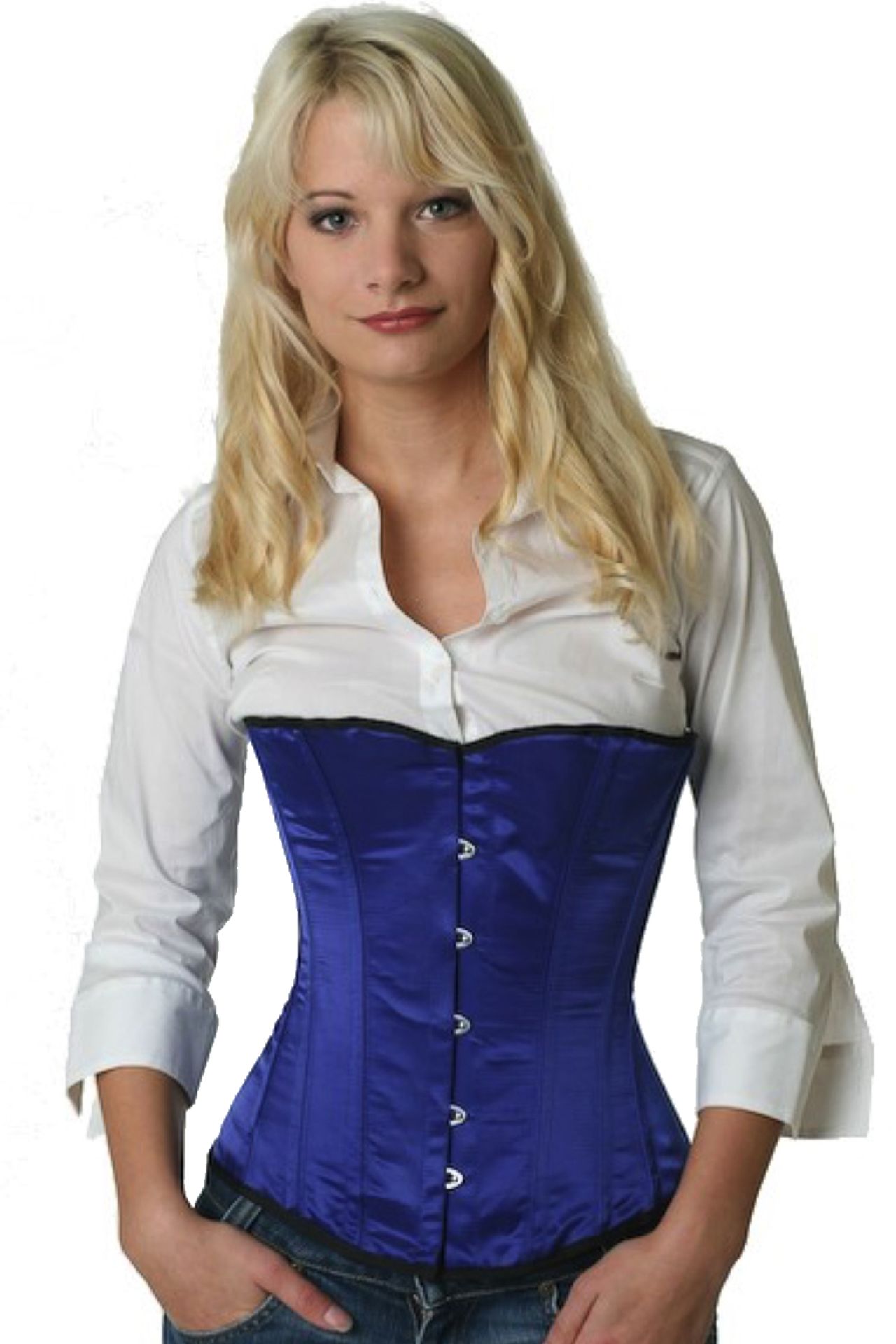 Corset Satin Bleu Demi-Buste Corset Satin Bleu Demi-Buste