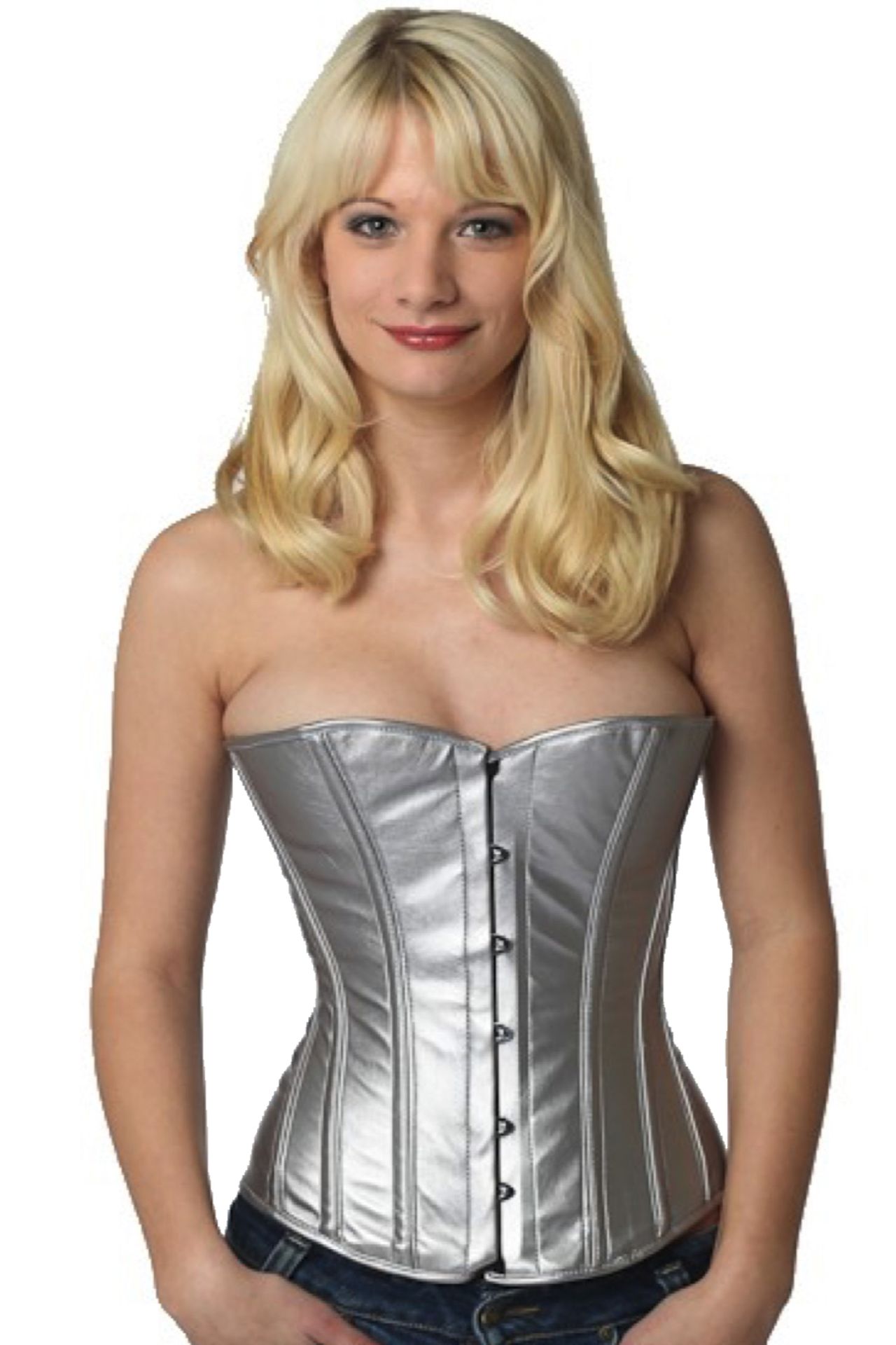 Korsett Lack Silber Halbbrust Korsett Lack Silber Halbbrust