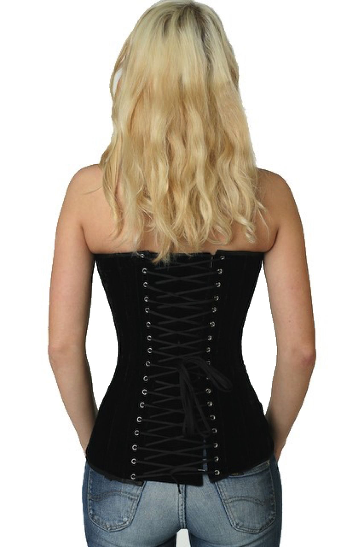 Fluweel corset zwart volborst Korset vy60