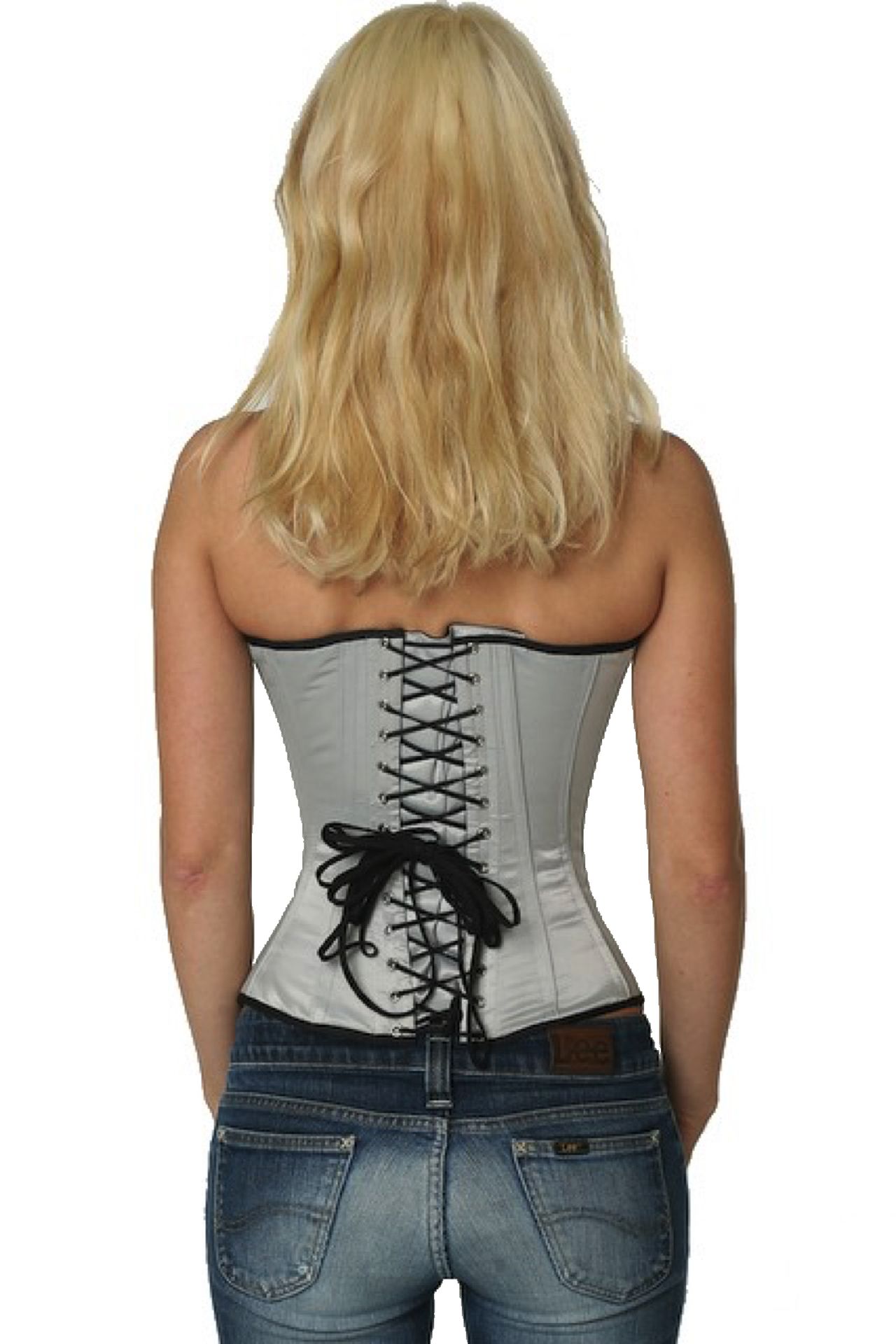 Korsett silber Satin Halbbrust Korsett silber Satin Halbbrust