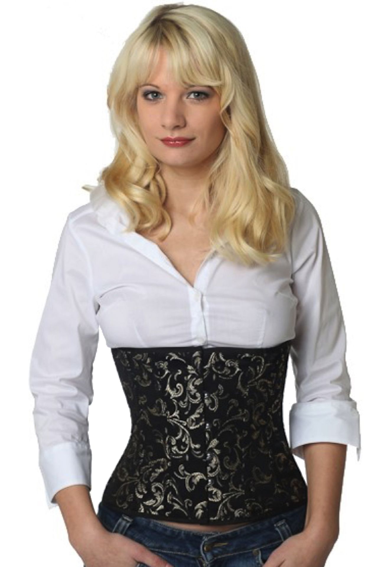 Corset Brocart Doré Serre-Taille Corset Brocart Doré Serre-Taille